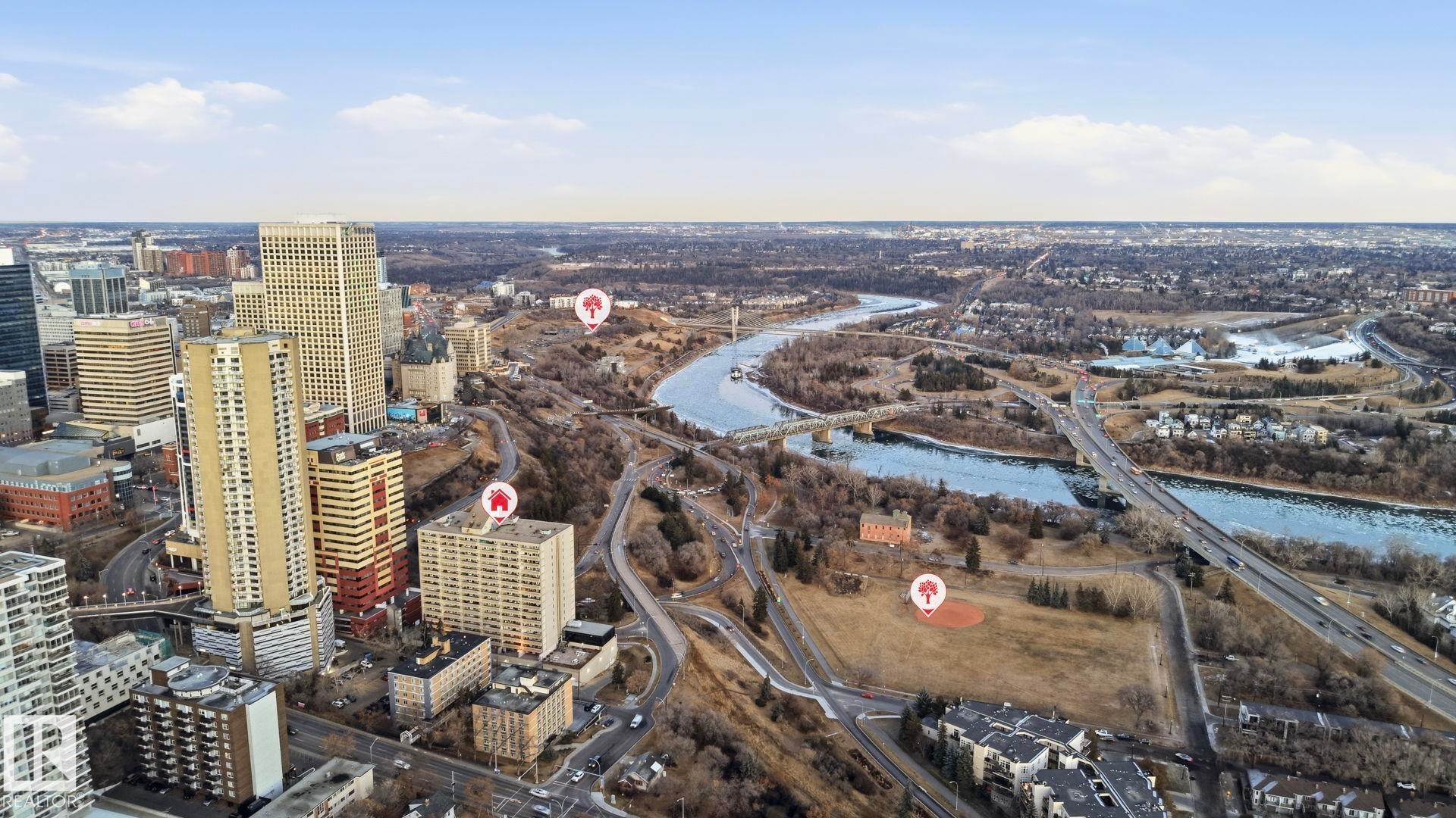 Aerial view of a large body of water - 1103 9918 101 Street, Edmonton, AB - Outdoor With View