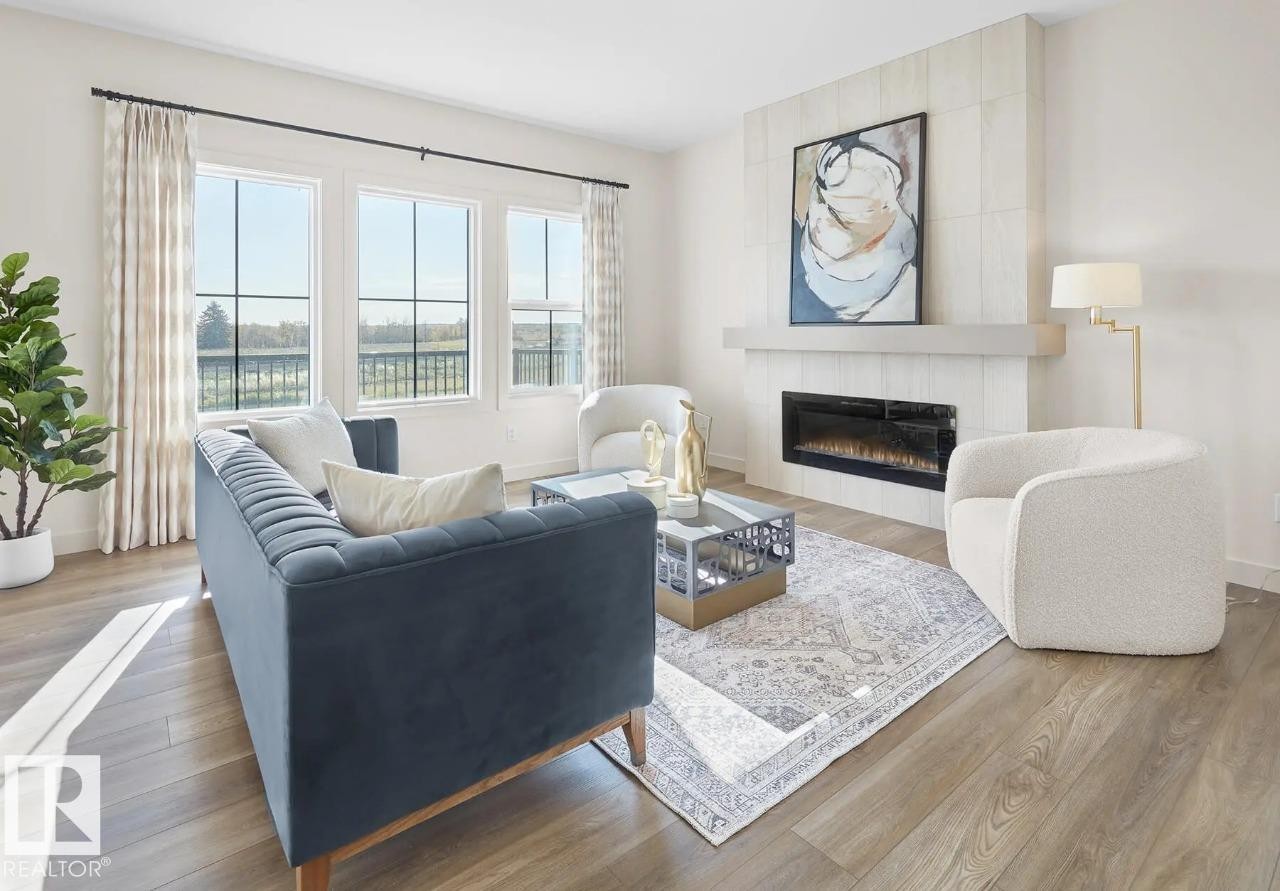 491 Canter Wynd, Sherwood Park, AB - Indoor Photo Showing Living Room With Fireplace