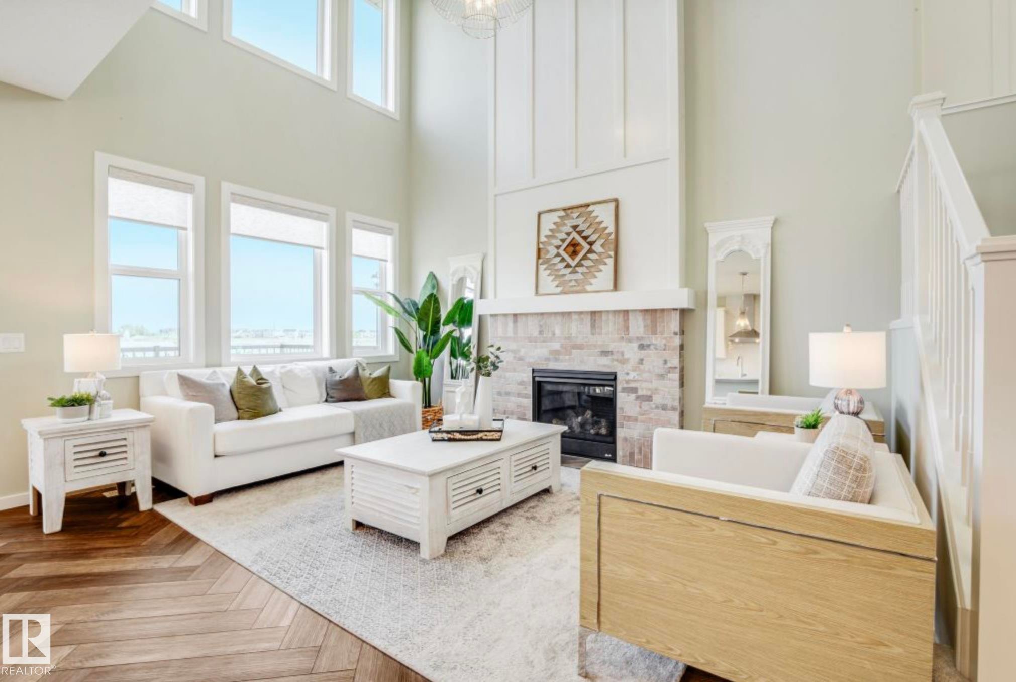 17355 3 Street, Edmonton, AB - Indoor Photo Showing Living Room With Fireplace