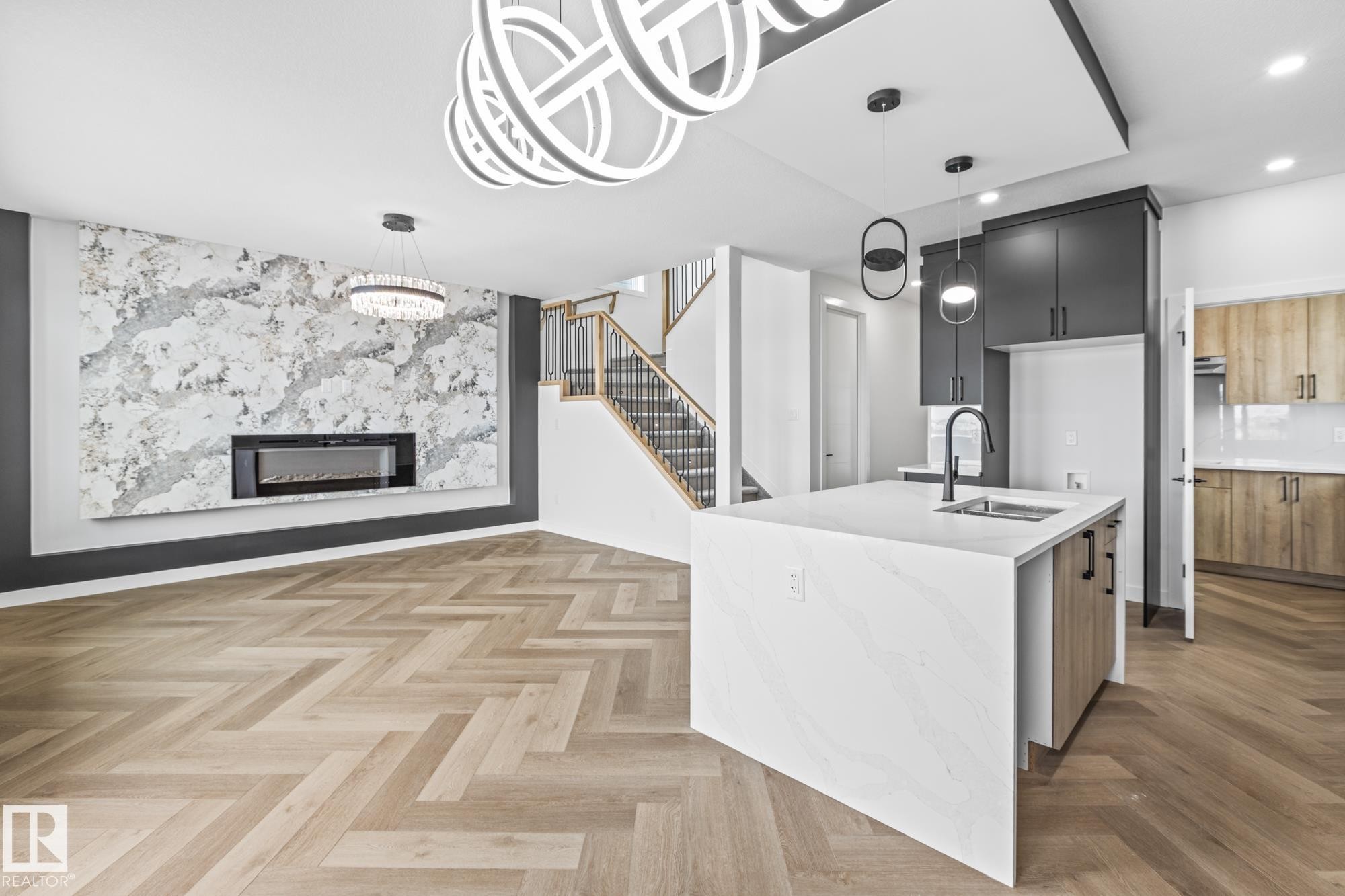 416 Pine Point(E), Leduc, AB - Indoor Photo Showing Other Room With Fireplace