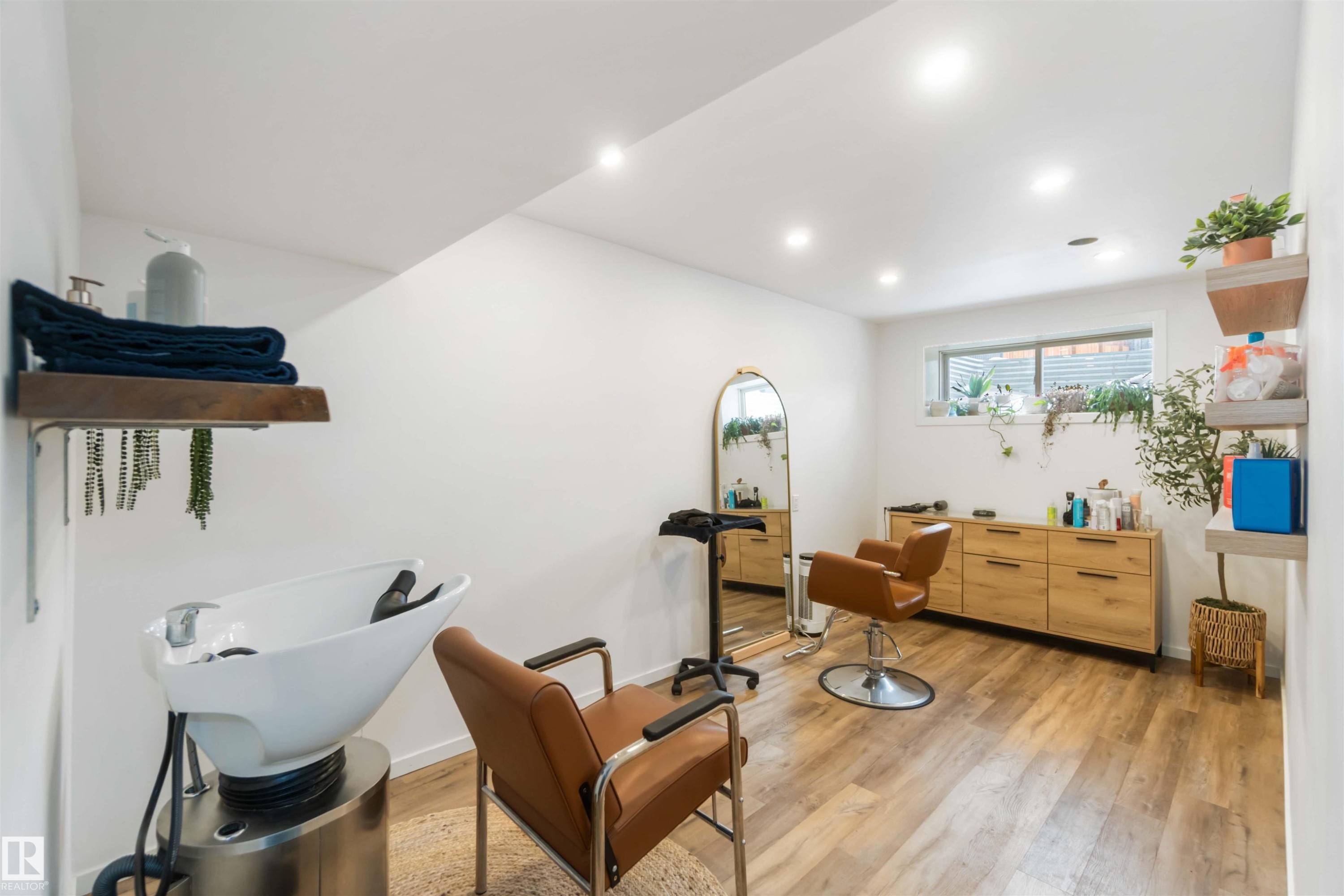 Miscellaneous room with light wood finished floors and recessed lighting - 17143 38 Street, Edmonton, AB - Indoor