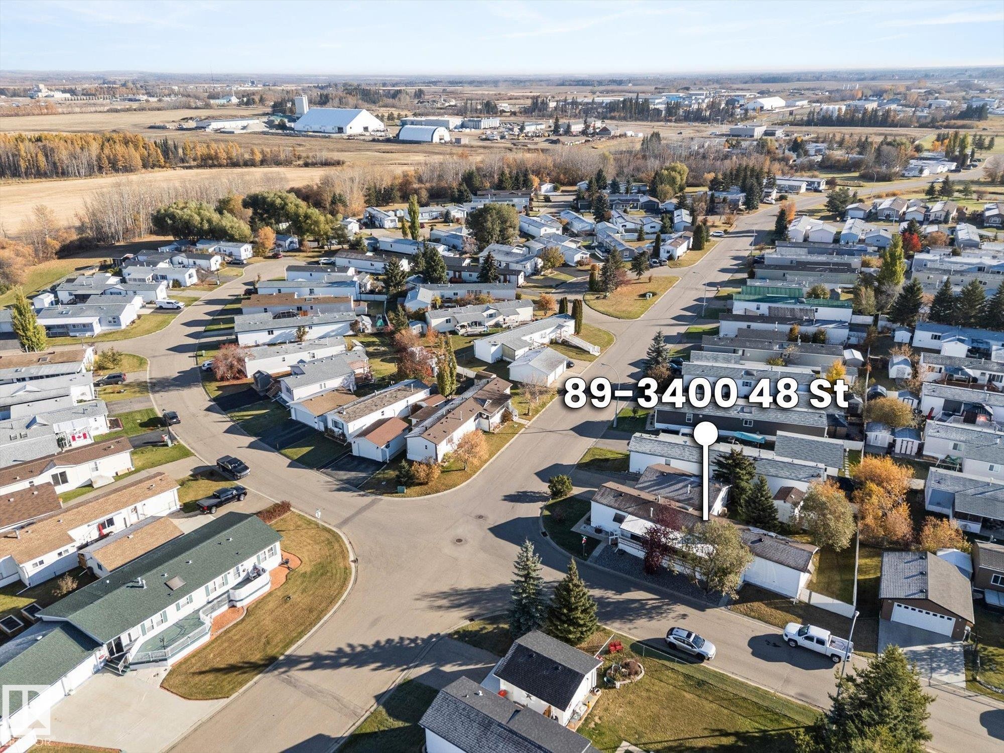 Aerial view of property's location featuring nearby suburban area - 89-3400 48, Stony Plain, AB - Outdoor With View