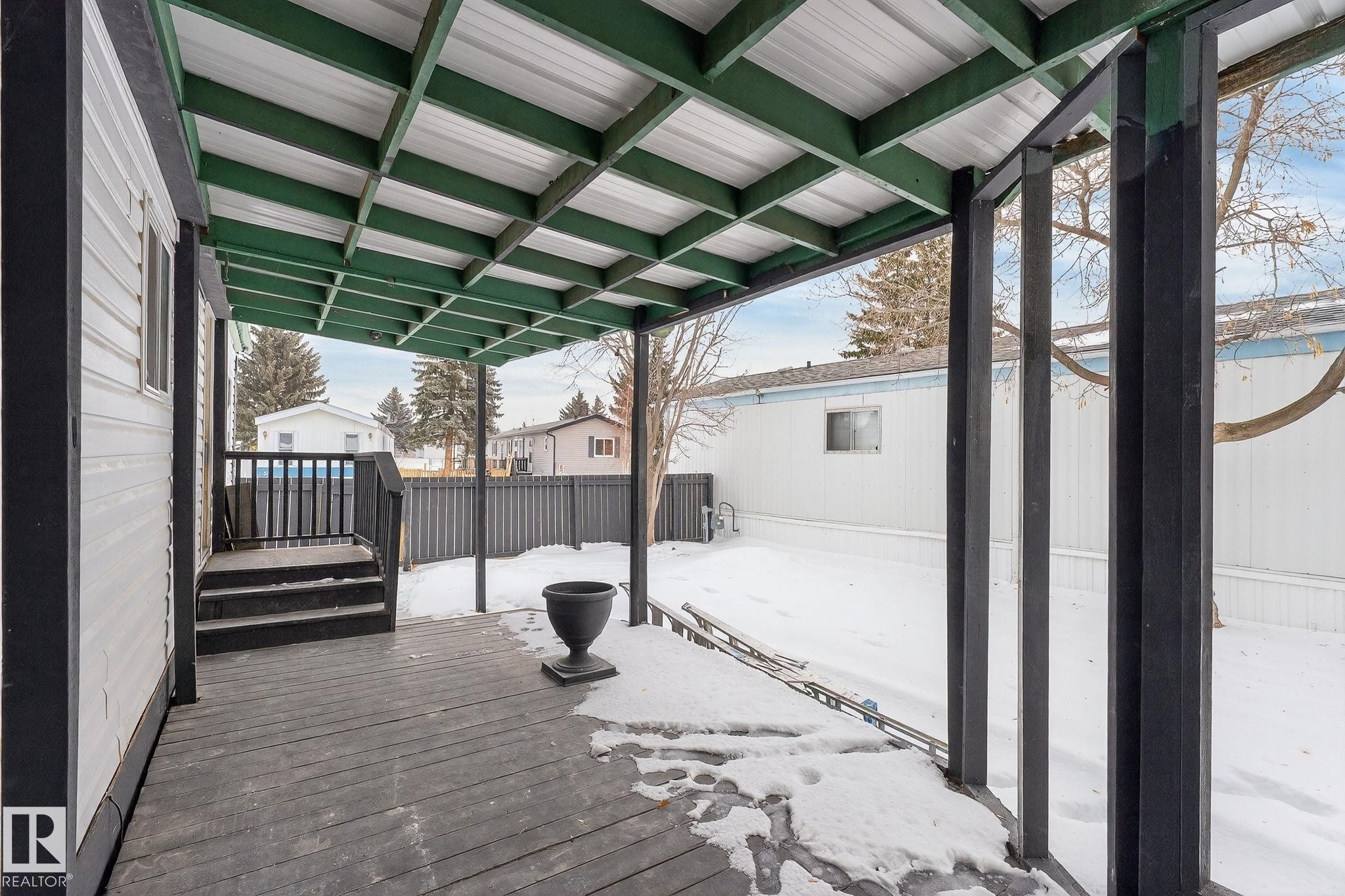 View of wooden deck - 72 Evergreen Park, Edmonton, AB - Outdoor With Exterior