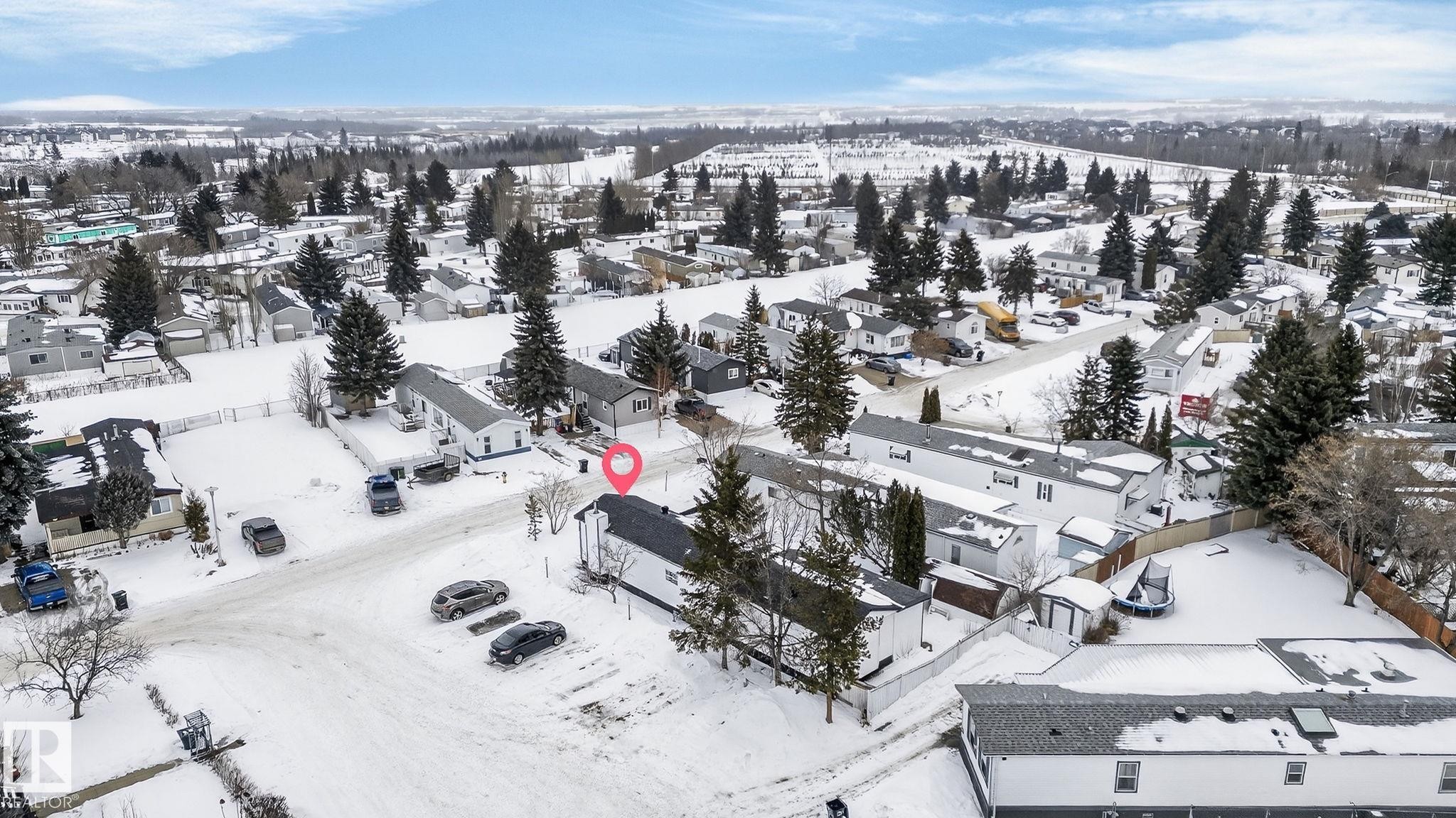 View of snowy aerial view - 72 Evergreen Park, Edmonton, AB - Outdoor With View