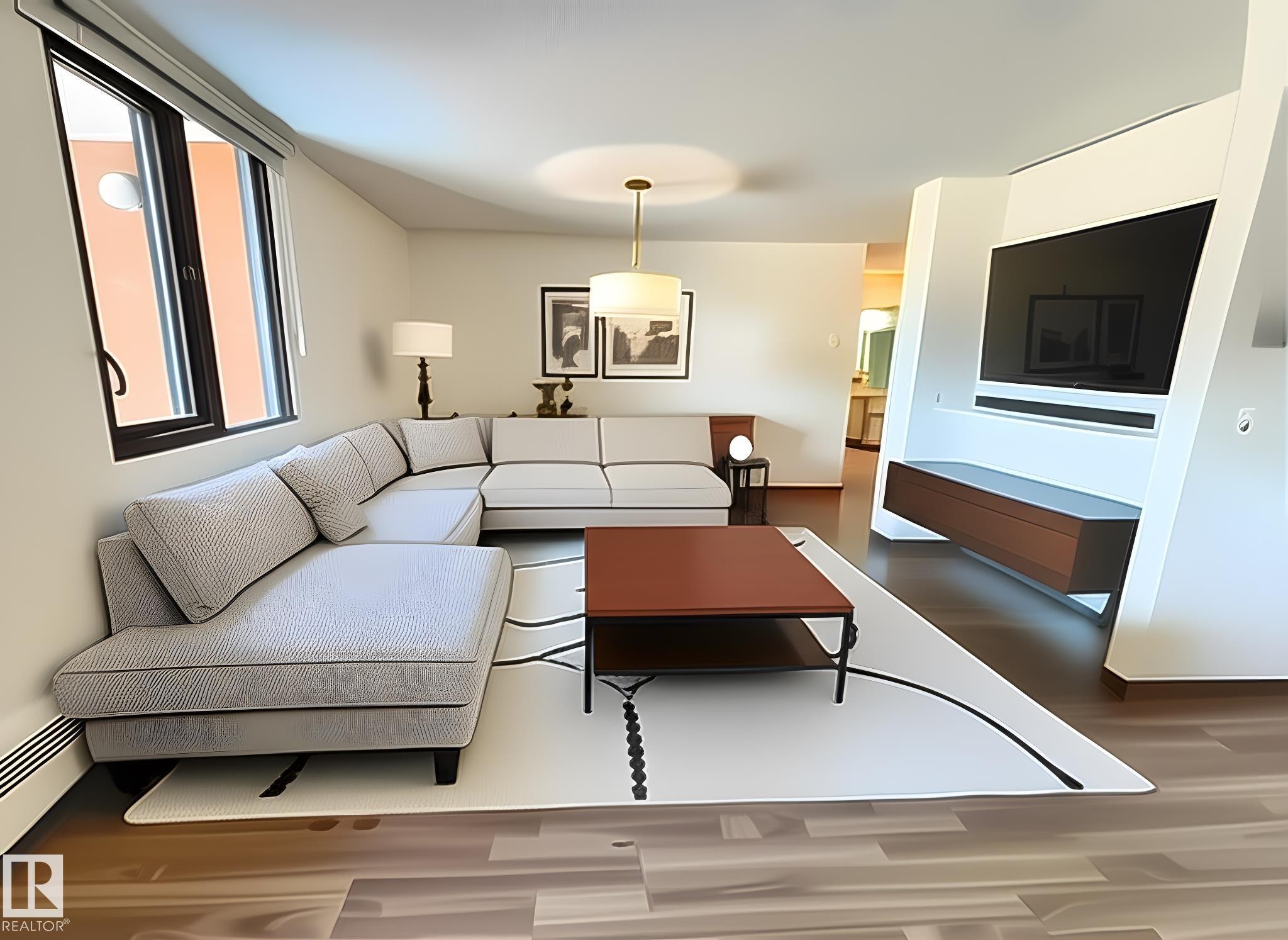 #409 10145 109 St, Edmonton, AB - Indoor Photo Showing Living Room