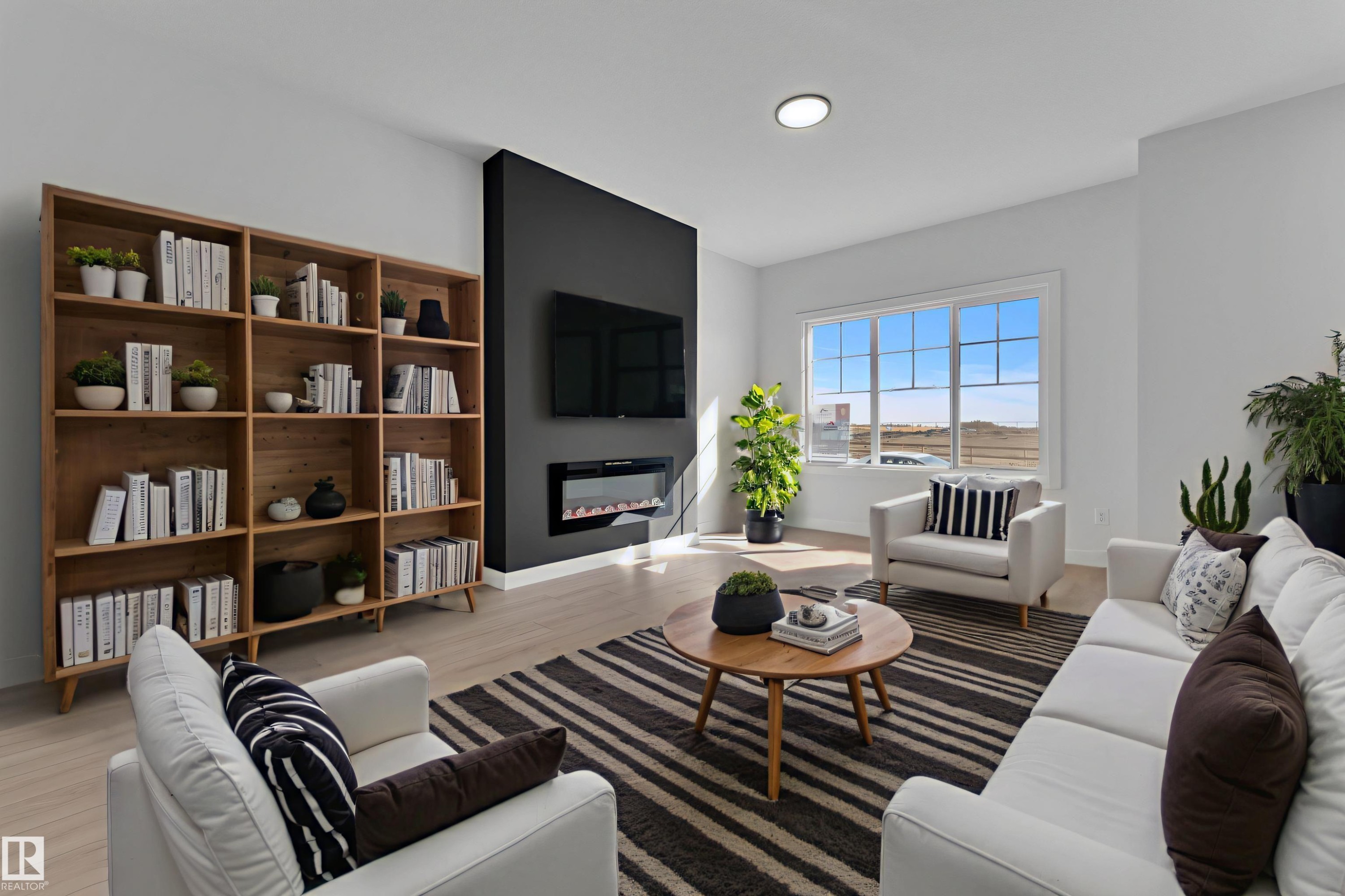 752 Mattson Drive, Edmonton, AB - Indoor Photo Showing Living Room With Fireplace