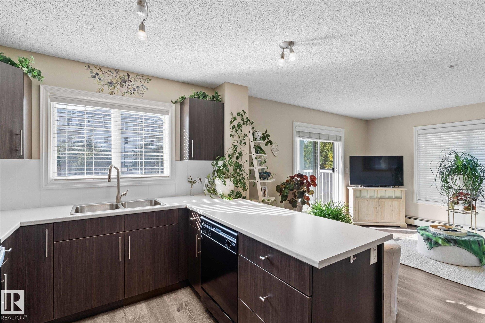 112 2208 44 Avenue, Edmonton, AB - Indoor Photo Showing Kitchen With Double Sink