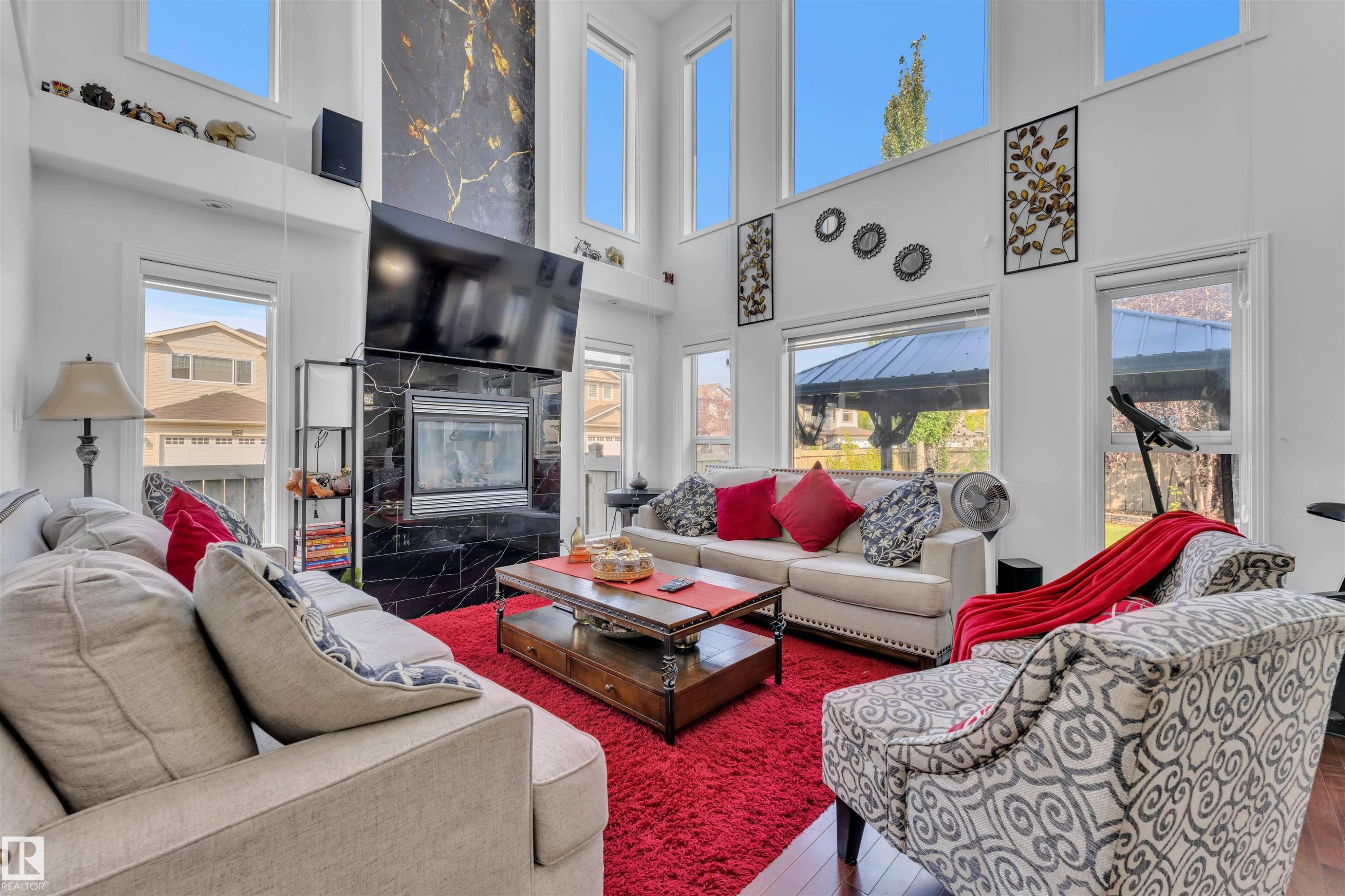 2225 32B Street, Edmonton, AB - Indoor Photo Showing Living Room With Fireplace