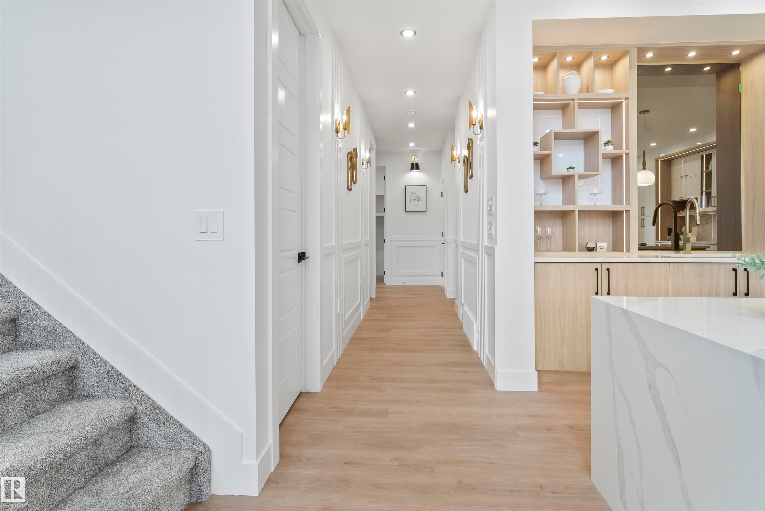 Hall featuring recessed lighting and light wood-style flooring - 13152 187 Avenue, Edmonton, AB - Indoor Photo Showing Other Room