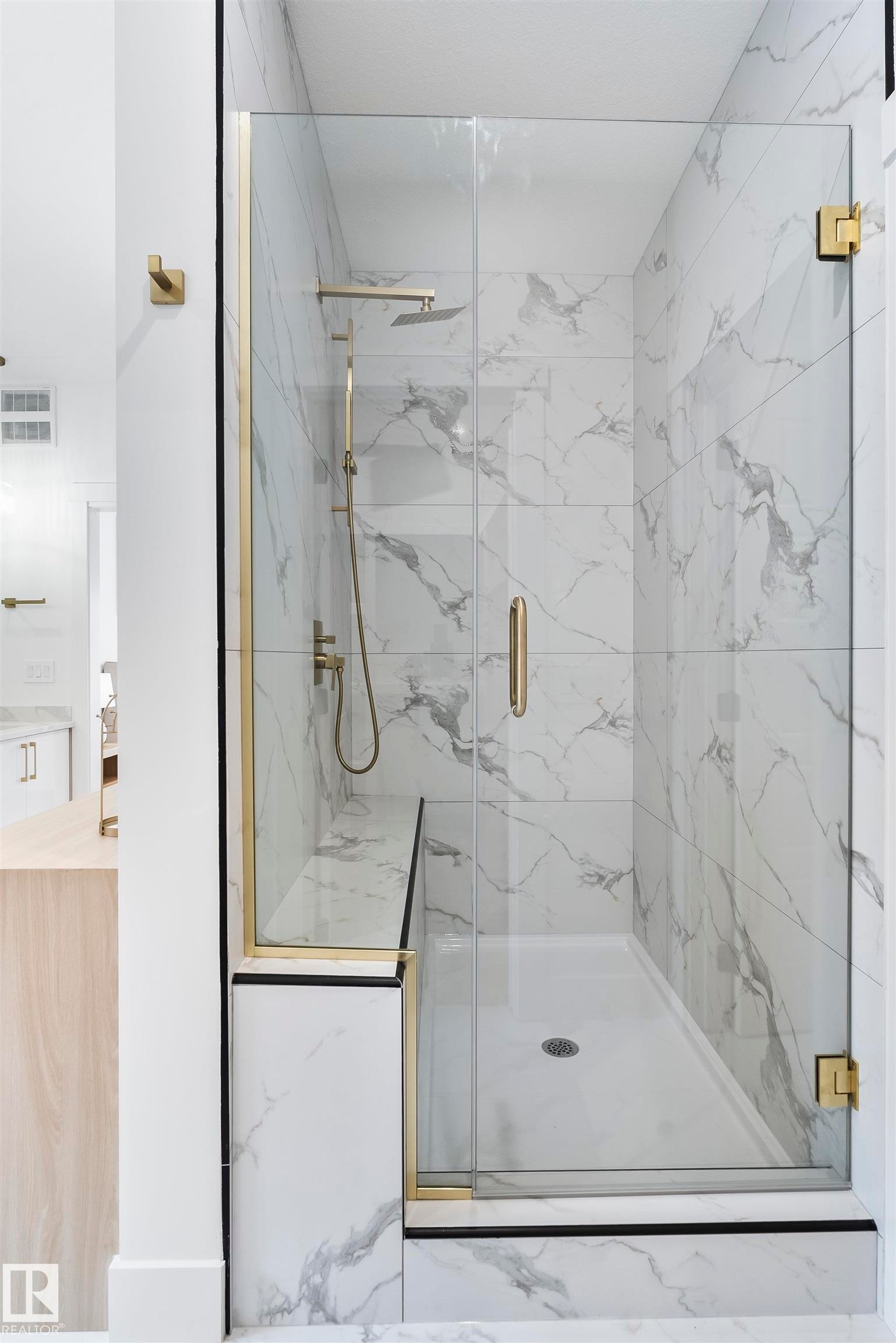 Bathroom with a marble finish shower - 13152 187 Avenue, Edmonton, AB - Photo Showing Bathroom