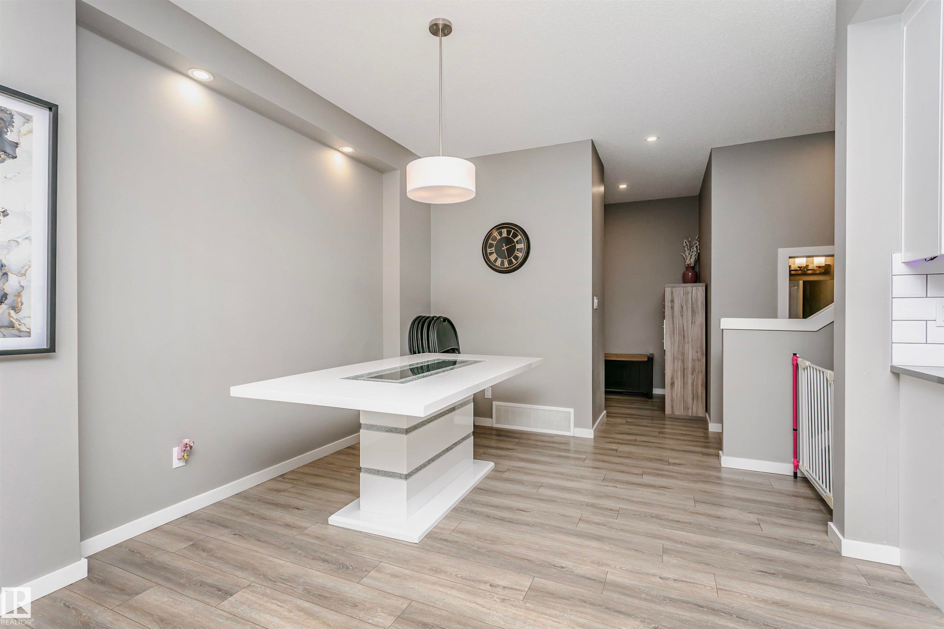 Unfurnished office with light wood-type flooring and recessed lighting - 7322 Chivers Crescent, Edmonton, AB - Indoor Photo Showing Other Room