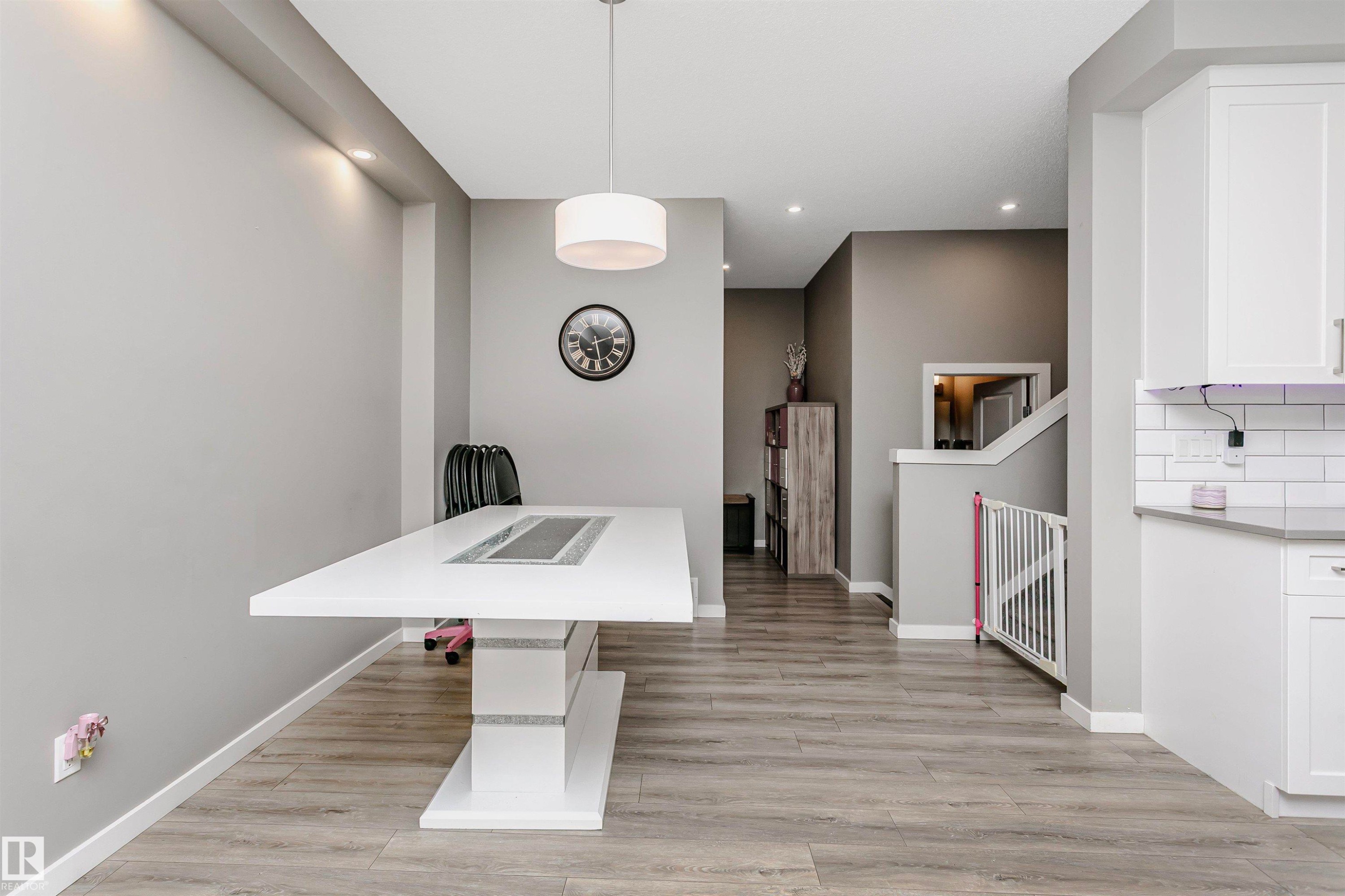 Unfurnished office featuring light wood finished floors and recessed lighting - 7322 Chivers Crescent, Edmonton, AB - Indoor Photo Showing Other Room