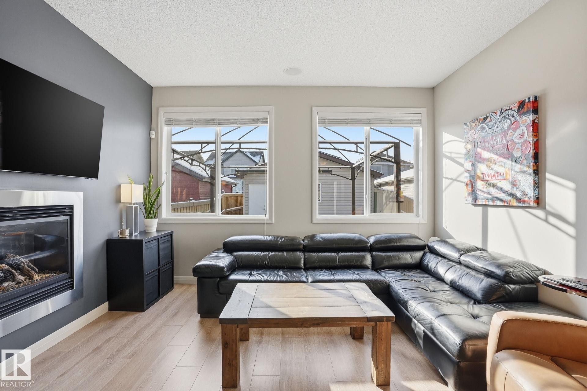 1148 Mcconachie Boulevard, Edmonton, AB - Indoor Photo Showing Living Room With Fireplace