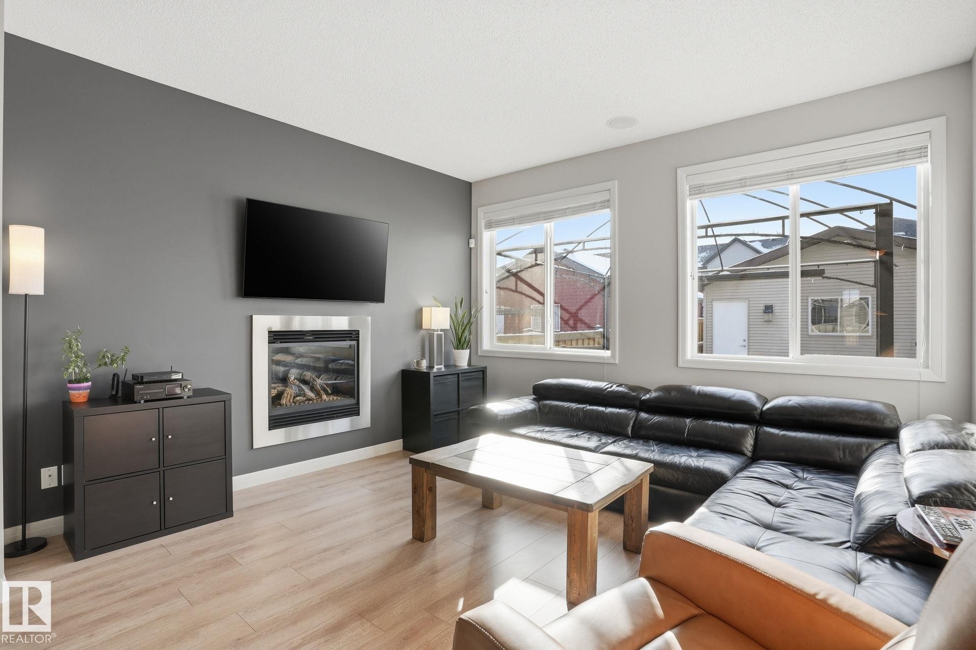 1148 Mcconachie Boulevard, Edmonton, AB - Indoor Photo Showing Living Room With Fireplace