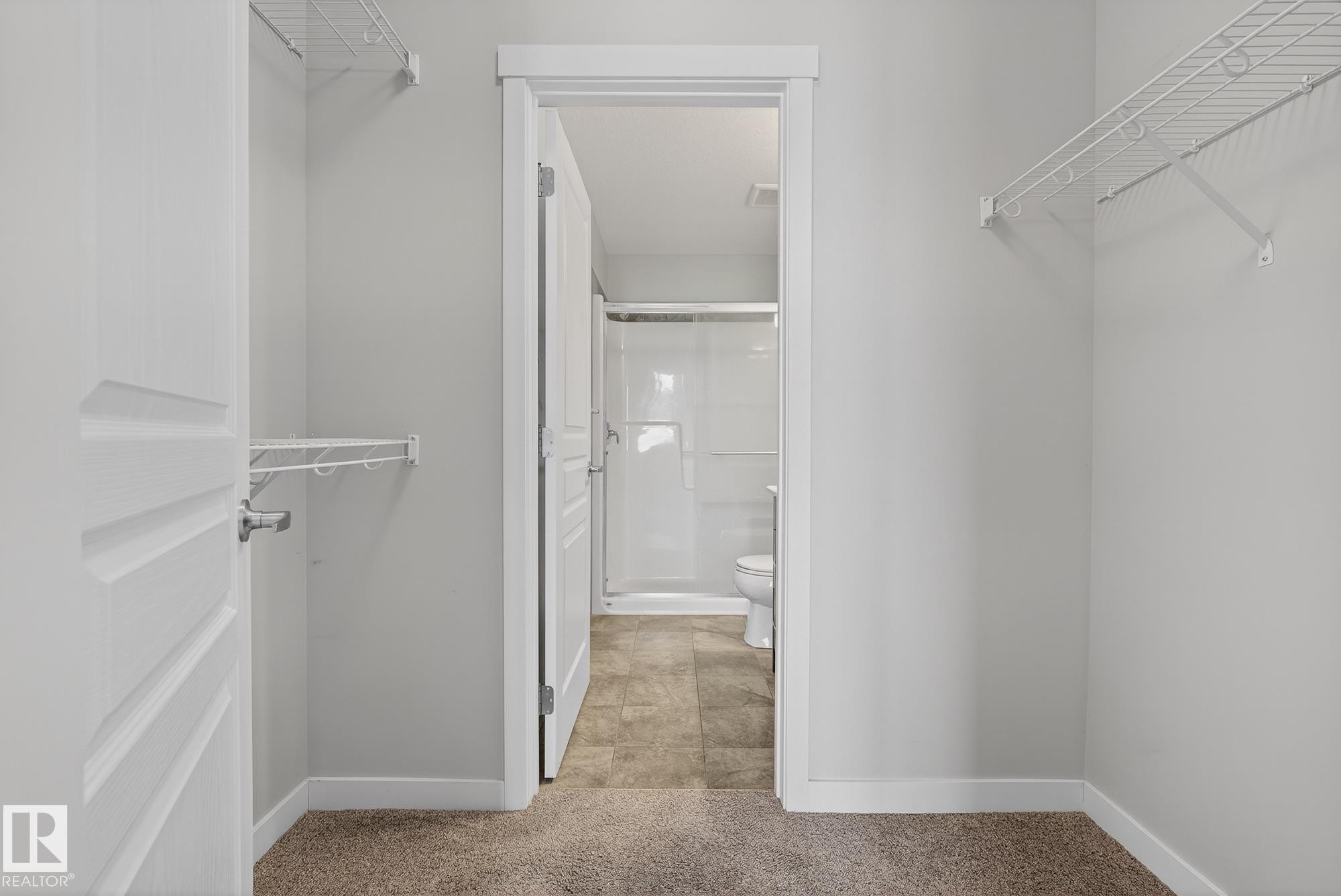 Walk in closet with light colored carpet - 206 812 Welsh Drive, Edmonton, AB - Indoor With Storage