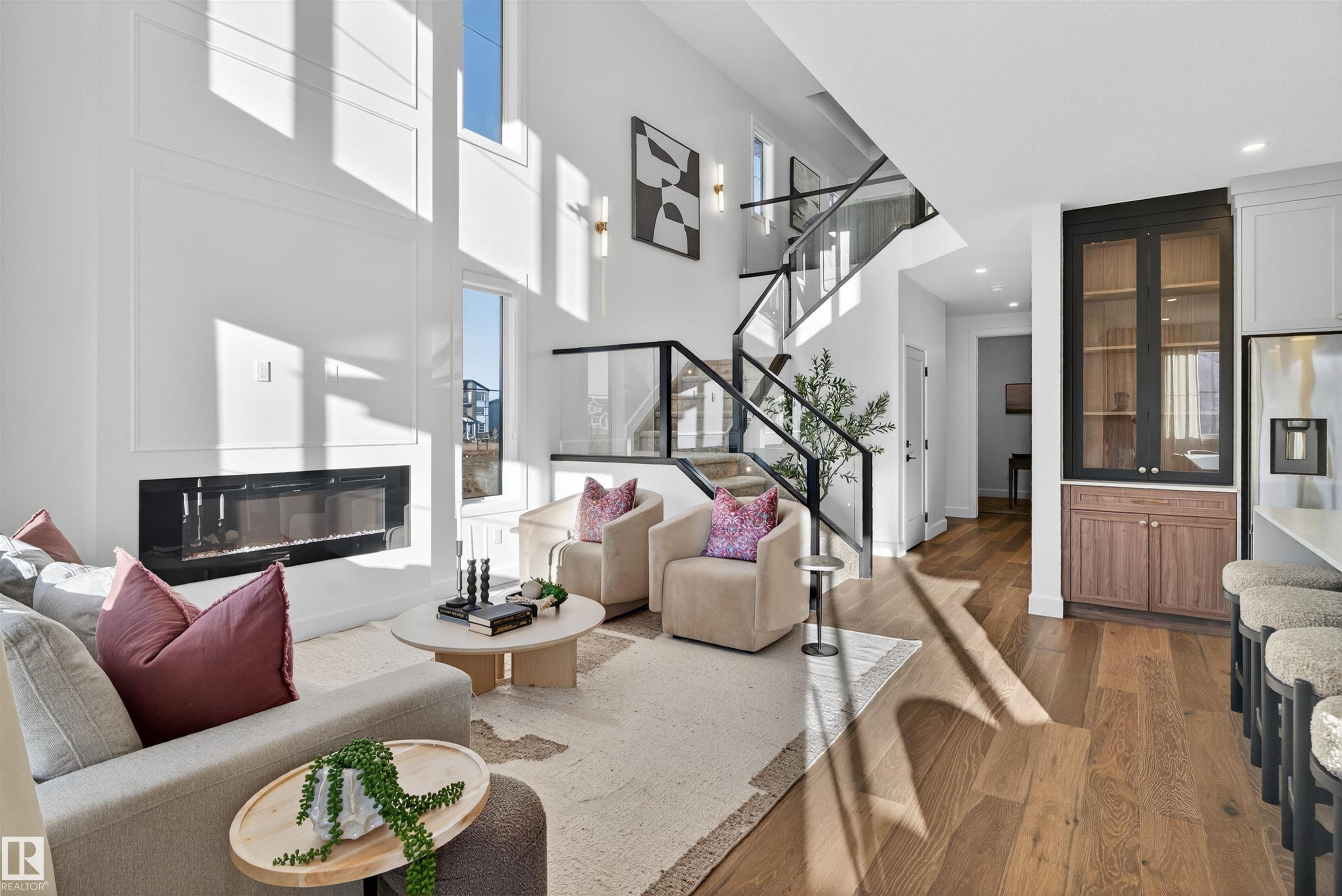 213 Paterson Link, Edmonton, AB - Indoor Photo Showing Living Room With Fireplace