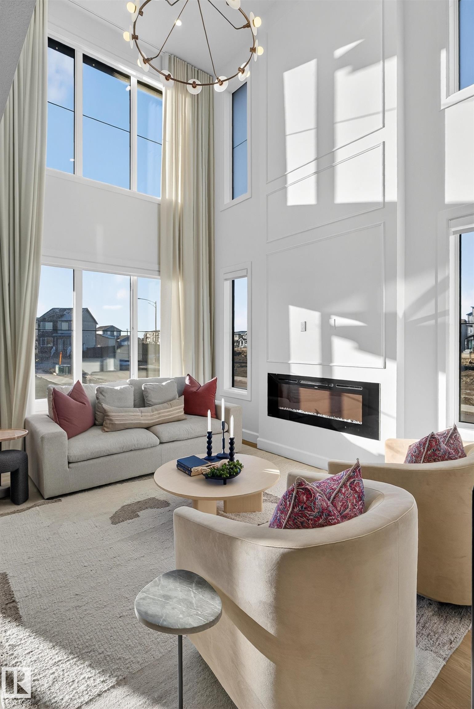 213 Paterson Link, Edmonton, AB - Indoor Photo Showing Living Room With Fireplace