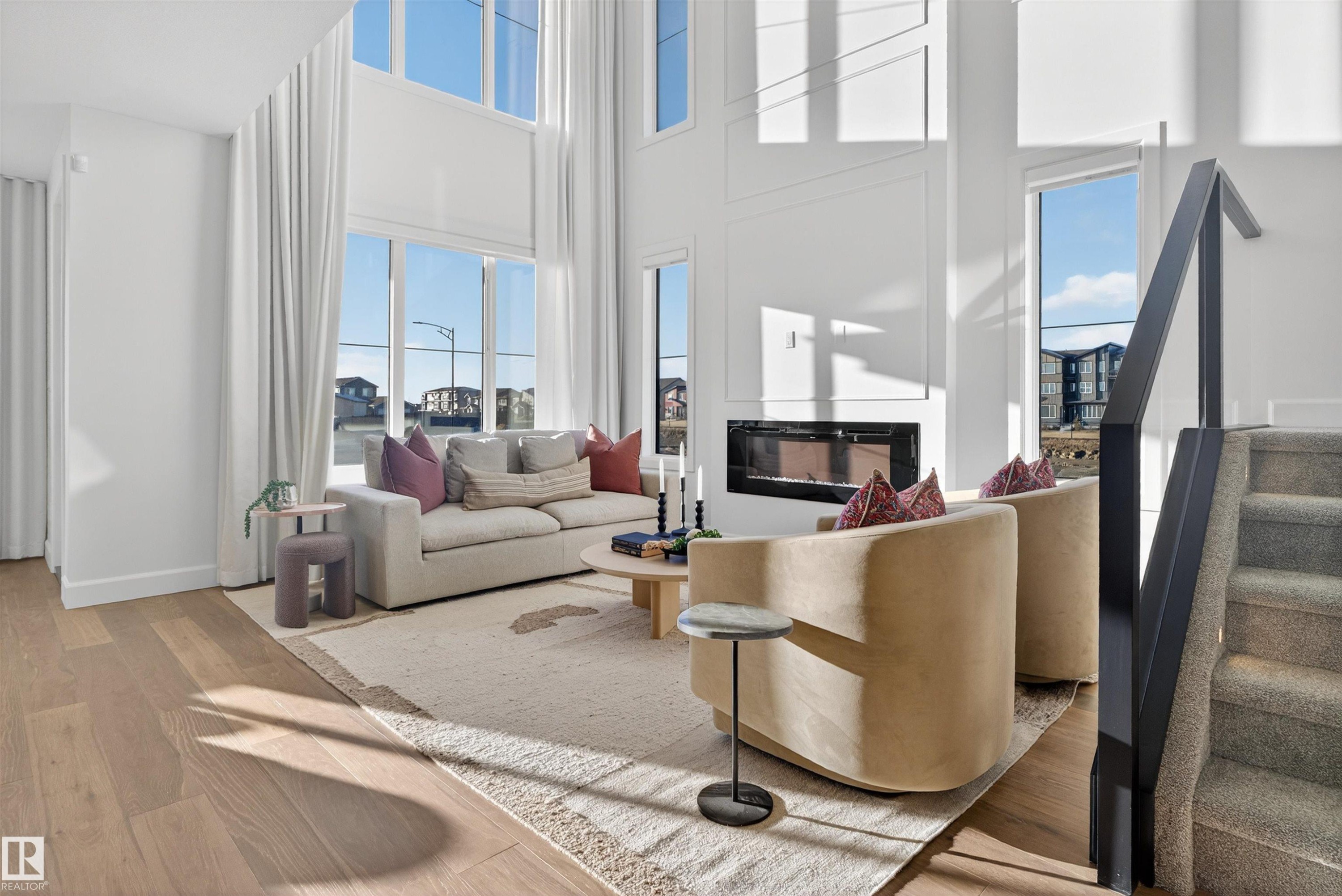 213 Paterson Link, Edmonton, AB - Indoor Photo Showing Living Room With Fireplace