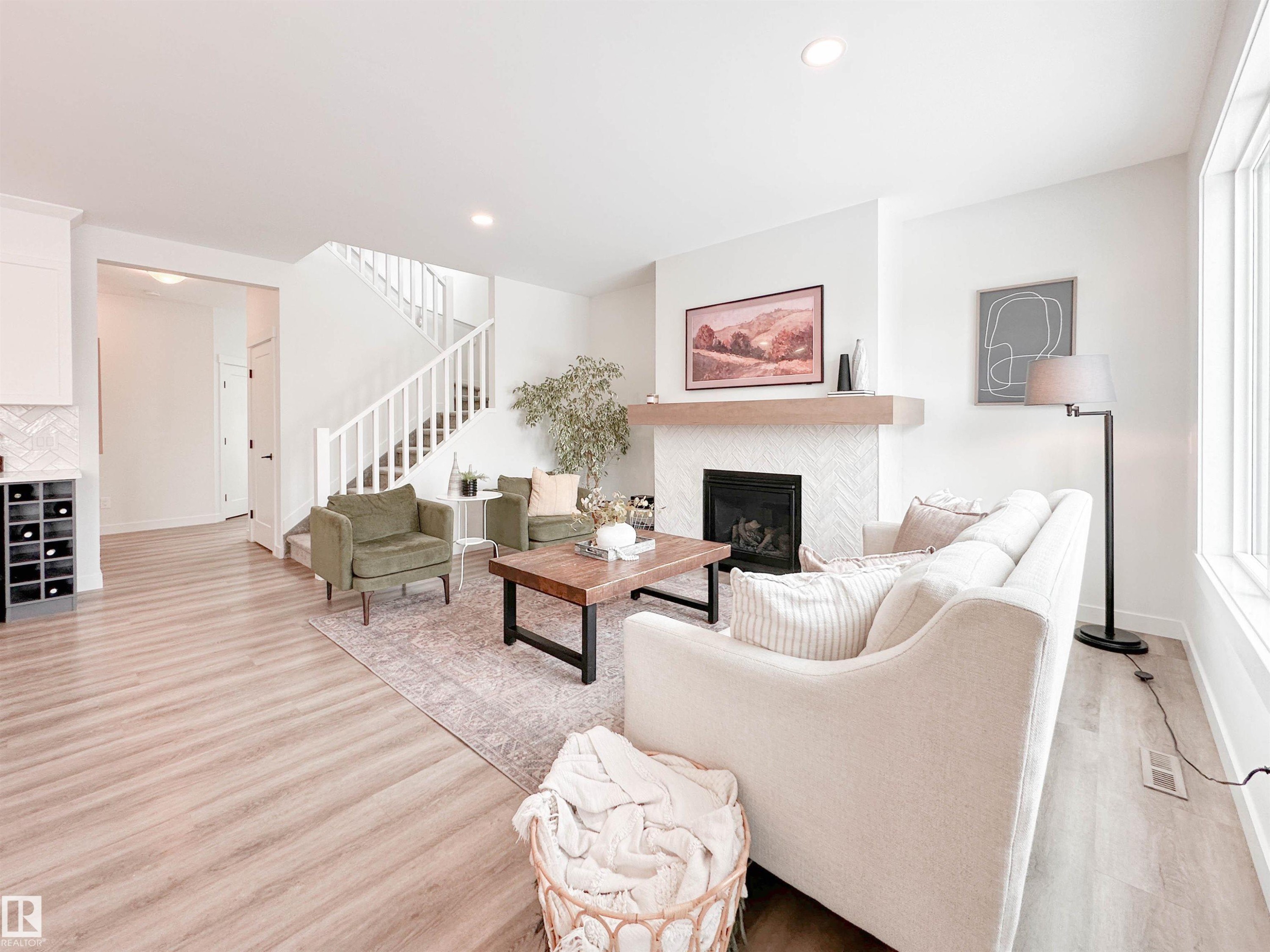97 Joyal Way, St. Albert, AB - Indoor Photo Showing Living Room With Fireplace