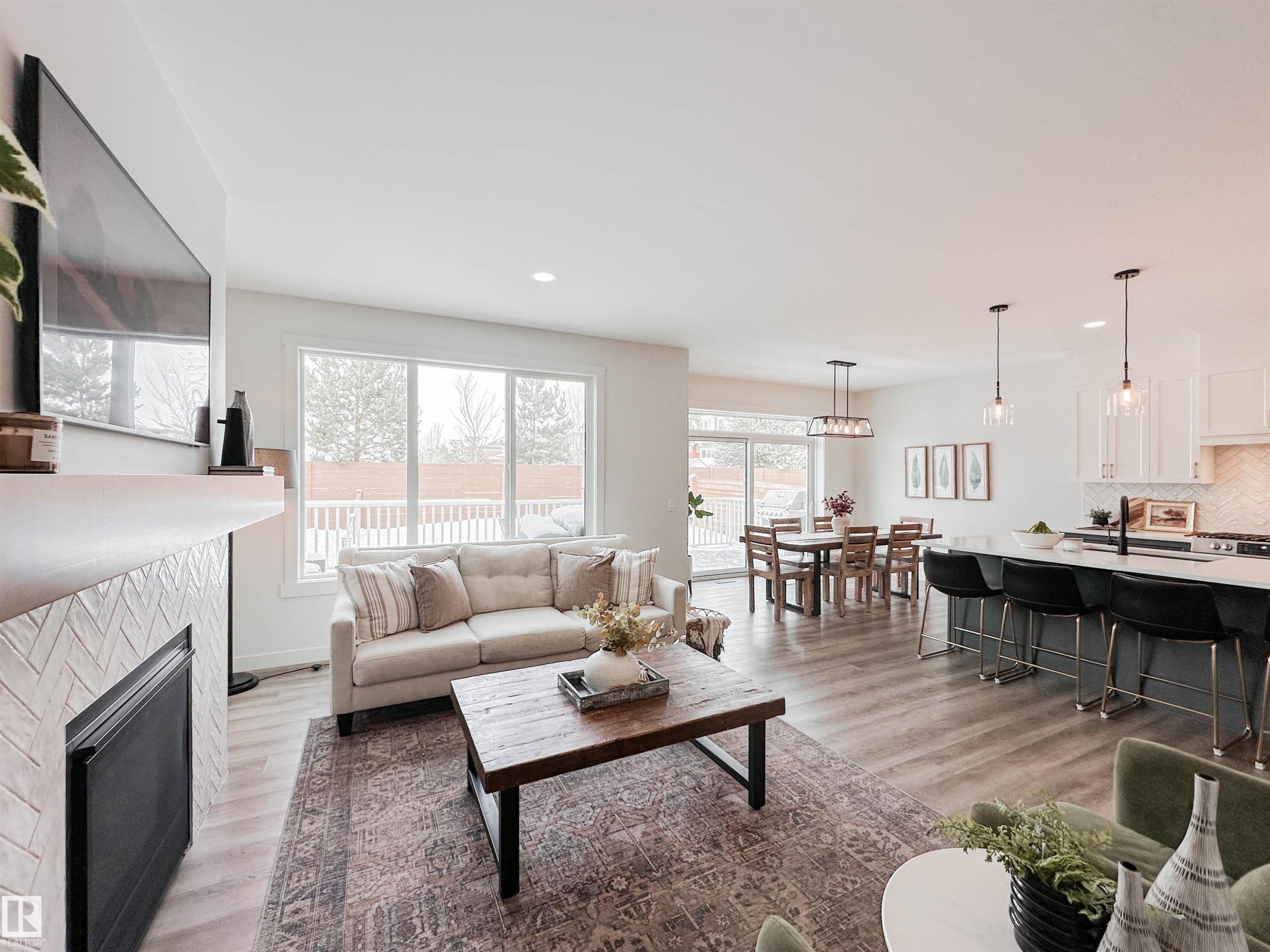 97 Joyal Way, St. Albert, AB - Indoor Photo Showing Living Room With Fireplace