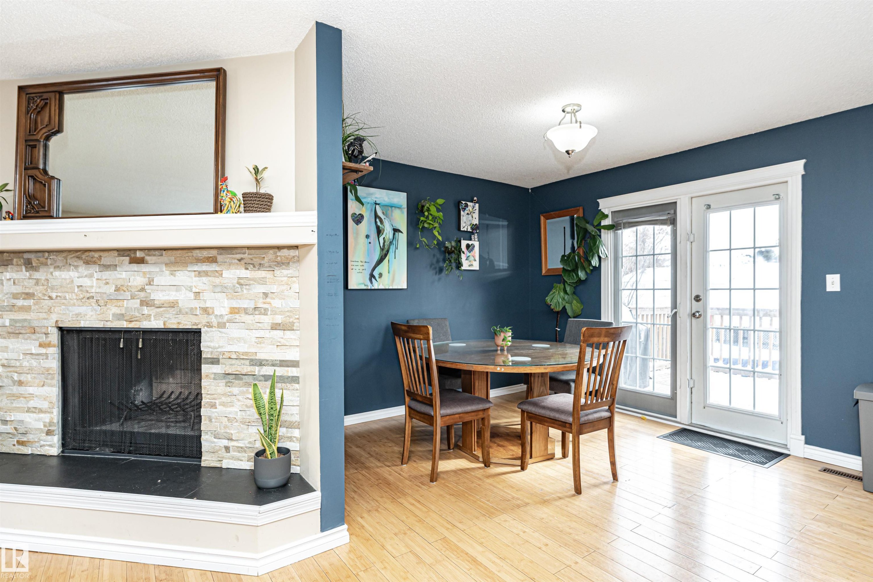 16331 119 Street Nw, Edmonton, AB - Indoor Photo Showing Dining Room With Fireplace