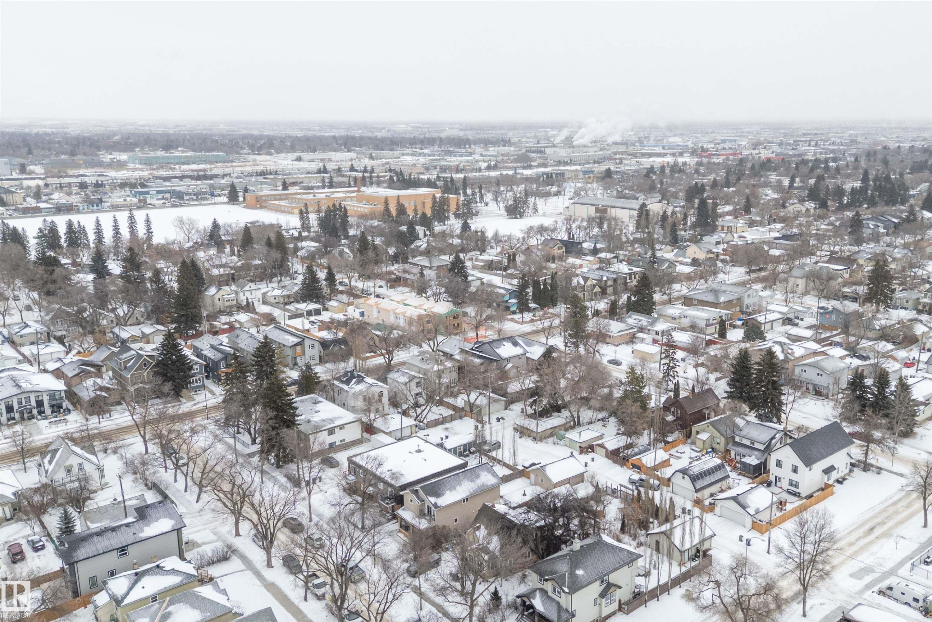 View of snowy aerial view - 10623 75 Avenue, Edmonton, AB - Outdoor With View