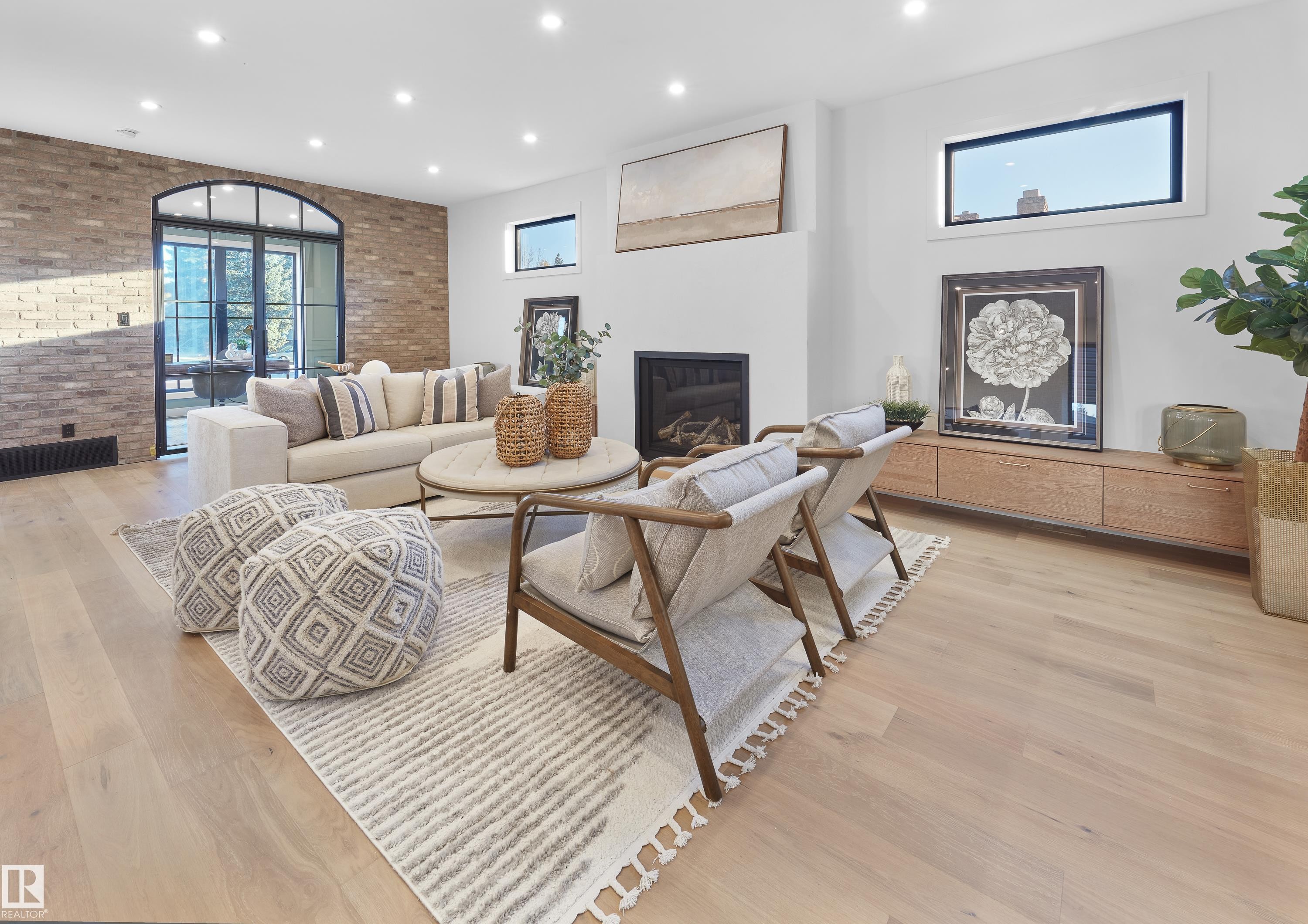 43 Westridge Road, Edmonton, AB - Indoor Photo Showing Living Room With Fireplace