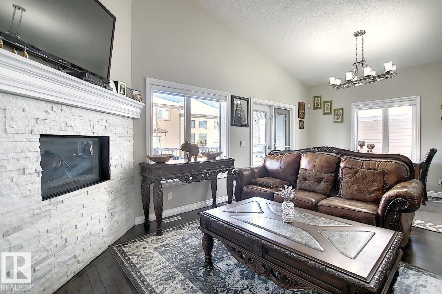 13020 164 Avenue, Edmonton, AB - Indoor Photo Showing Living Room With Fireplace