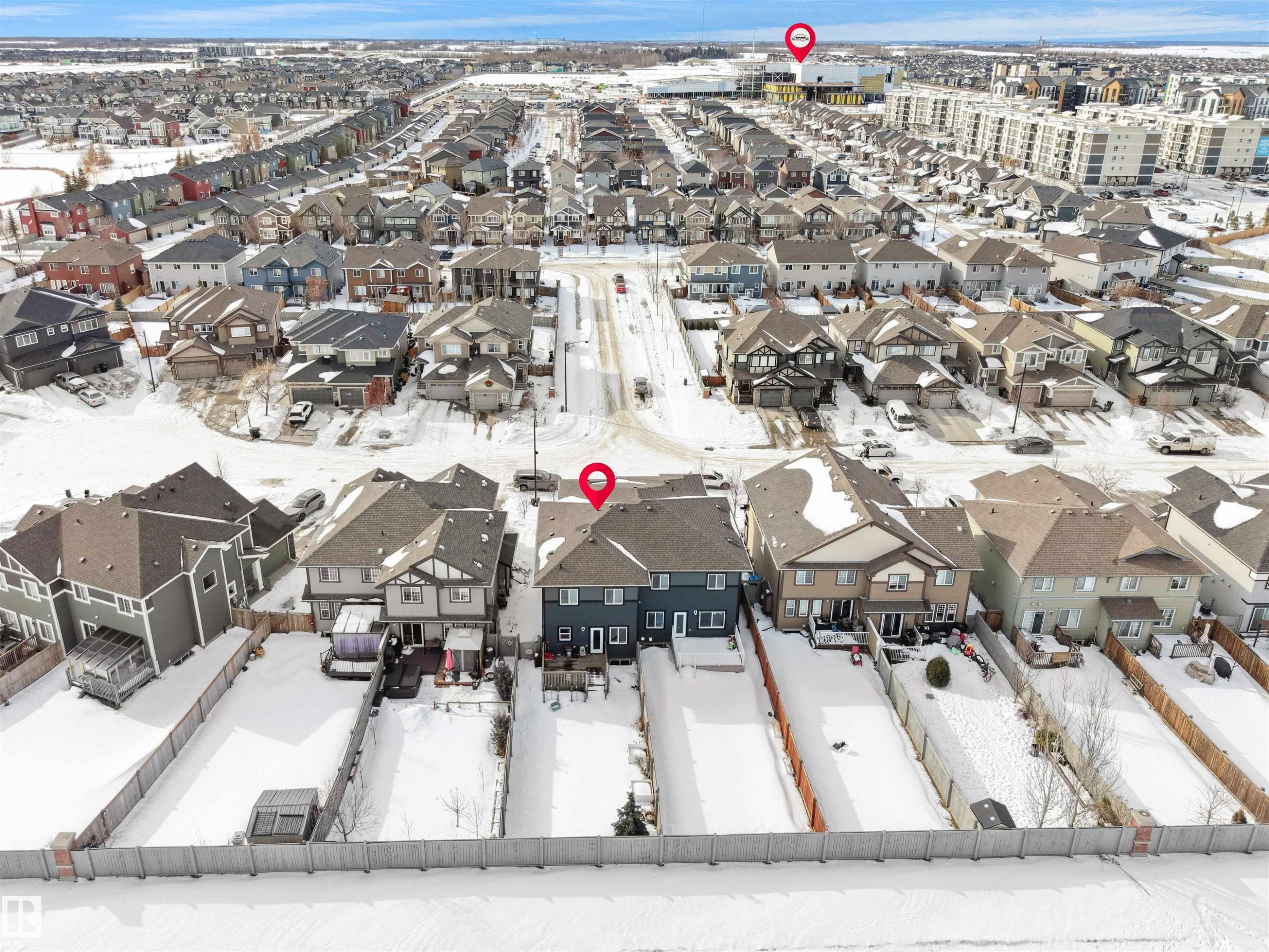 View of snowy aerial view - 8921 217 St Nw, Edmonton, AB - Outdoor With View