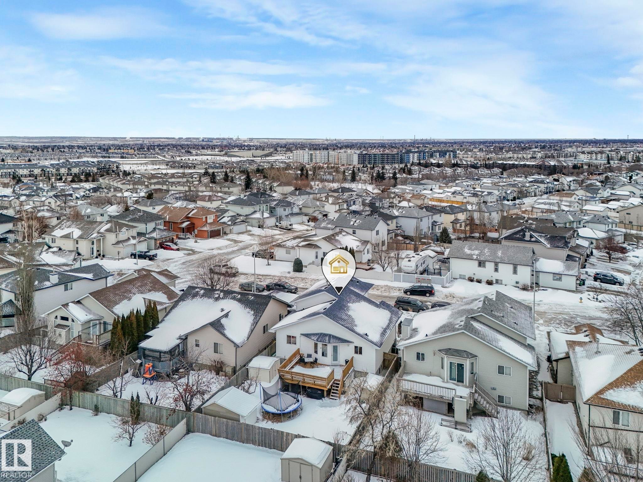 View of snowy aerial view - 4720 150 Avenue, Edmonton, AB - Outdoor With View