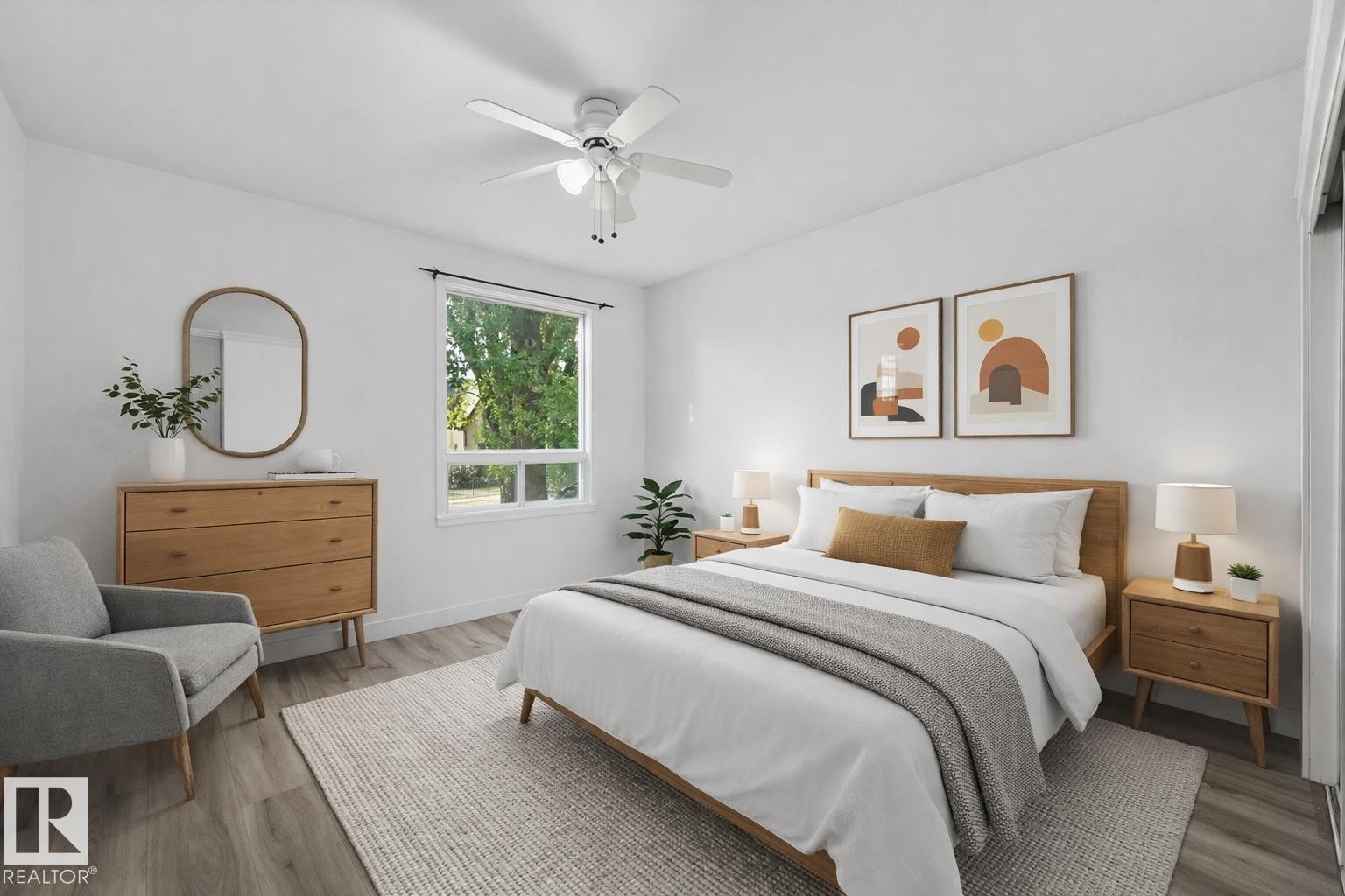 Virtually staged - 9848 87 Avenue, Edmonton, AB - Indoor Photo Showing Bedroom