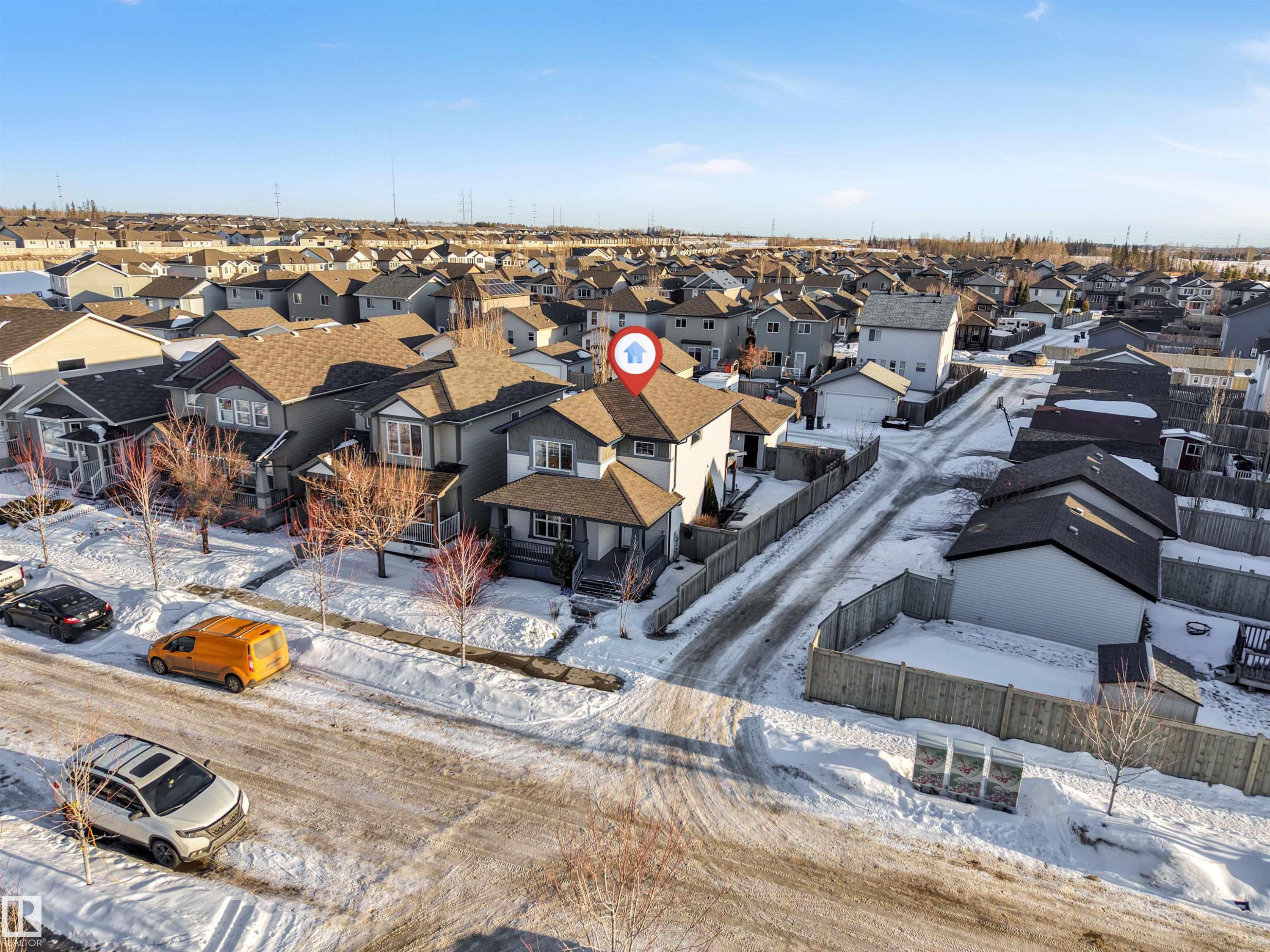 Snowy aerial view with a residential view - 1157 37 Avenue, Edmonton, AB - Outdoor