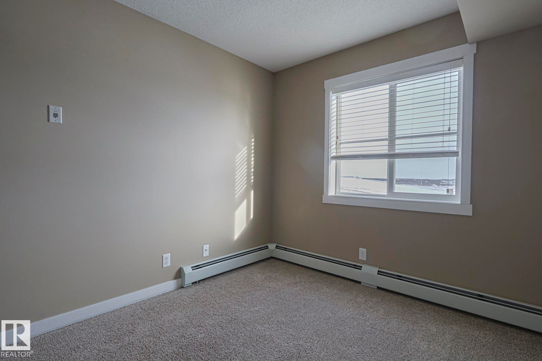 This room features neutral-toned walls, a window with blinds, and carpeting - 313 1510 Watt Drive, Edmonton, AB - Indoor Photo Showing Other Room