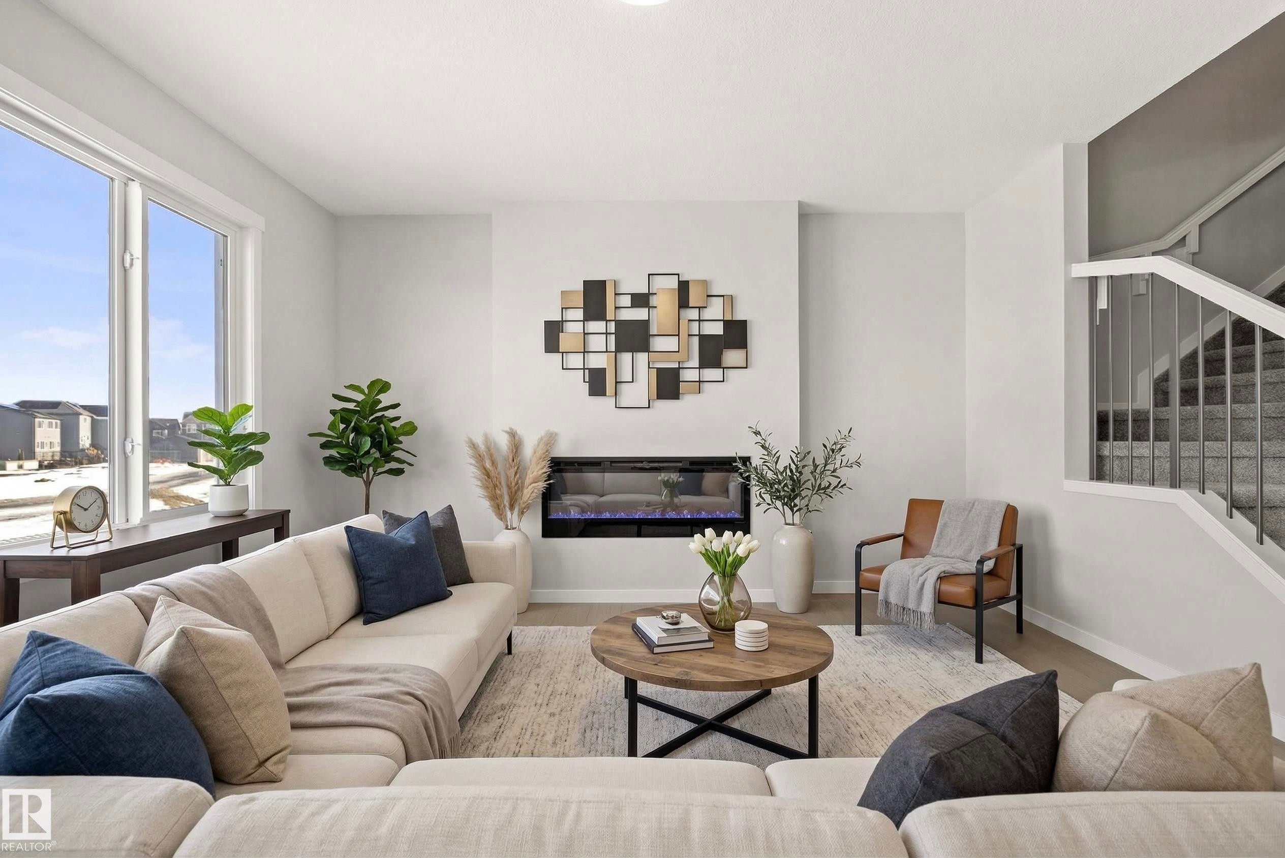 342 172 Avenue, Edmonton, AB - Indoor Photo Showing Living Room With Fireplace