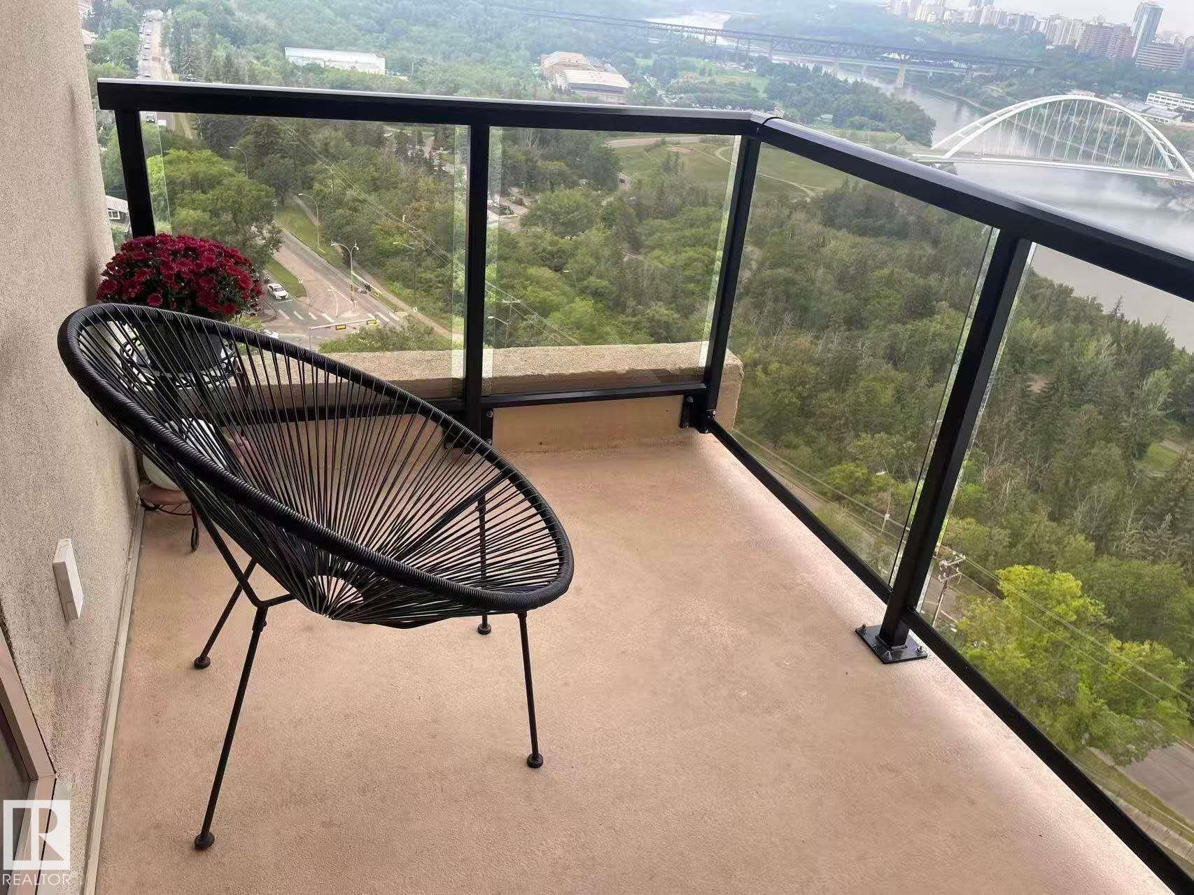 Balcony with a view of city - 1803 10149 Saskatchewan Drive, Edmonton, AB - Outdoor With Exterior