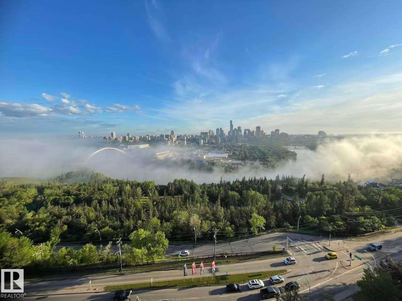 Bird's eye view of a large body of water and skyline - 1803 10149 Saskatchewan Drive, Edmonton, AB - Outdoor With View