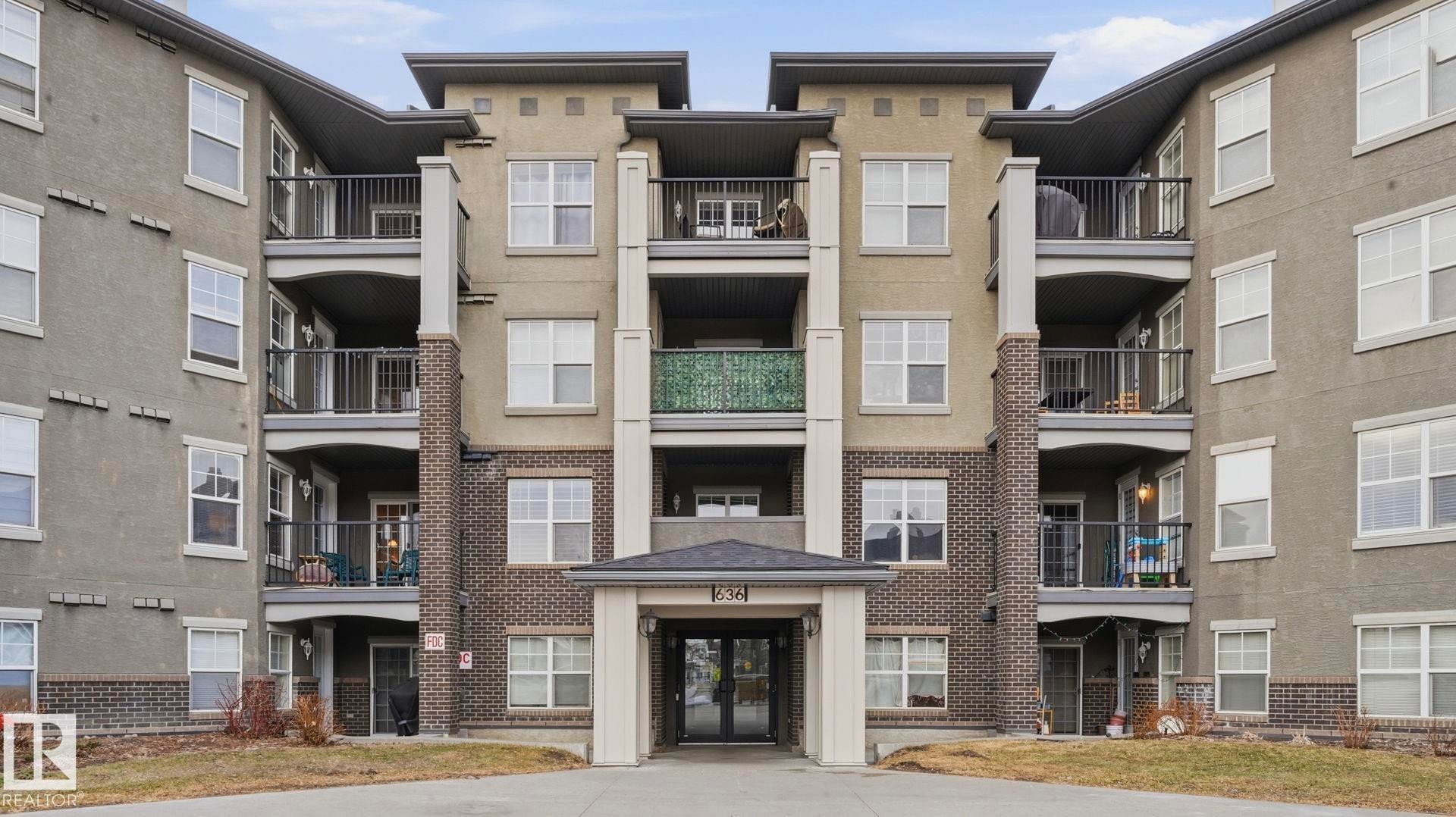 View of apartment building / complex - 401 636 Mcallister Loop, Edmonton, AB - Outdoor With Balcony With Facade