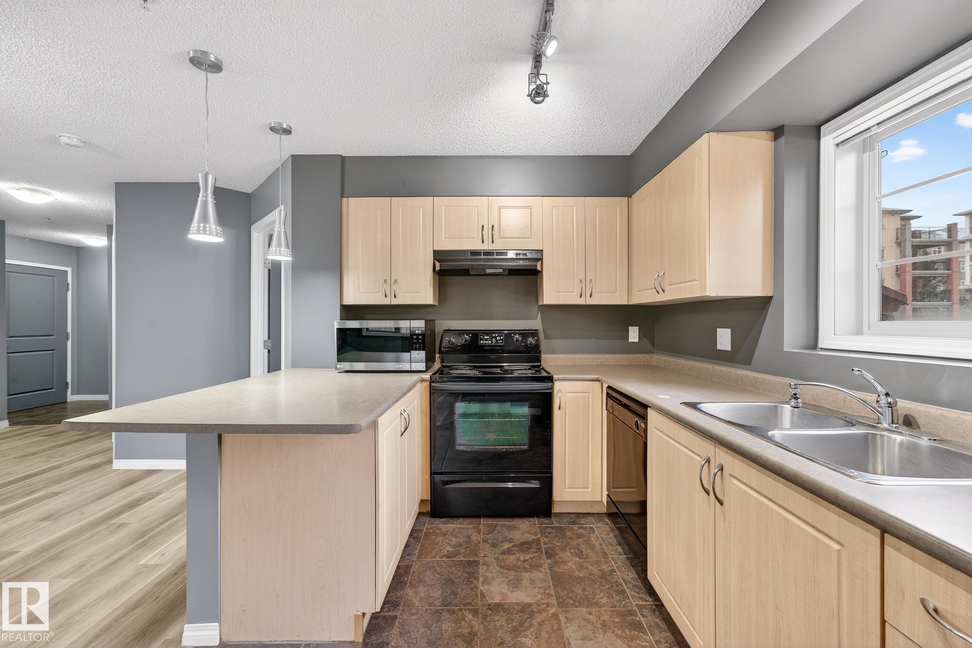 102 11445 Ellerslie Road Sw, Edmonton, AB - Indoor Photo Showing Kitchen With Double Sink