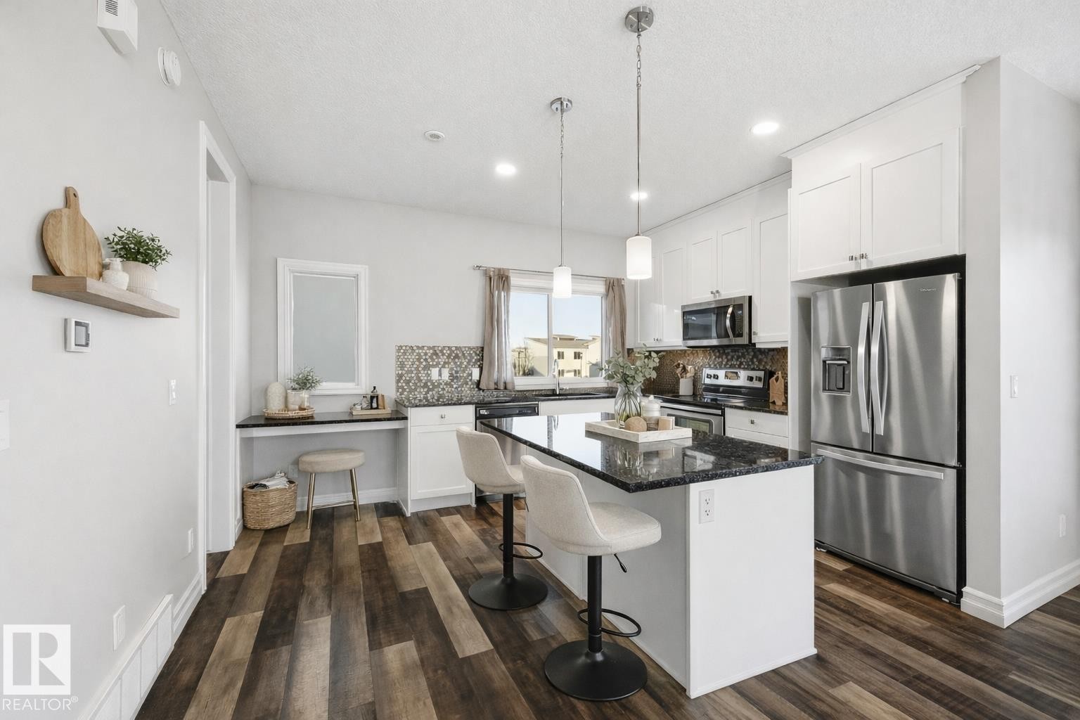 Virtually staged kitchen - 10 804 Welsh Drive, Edmonton, AB - Indoor Photo Showing Kitchen With Stainless Steel Kitchen With Upgraded Kitchen