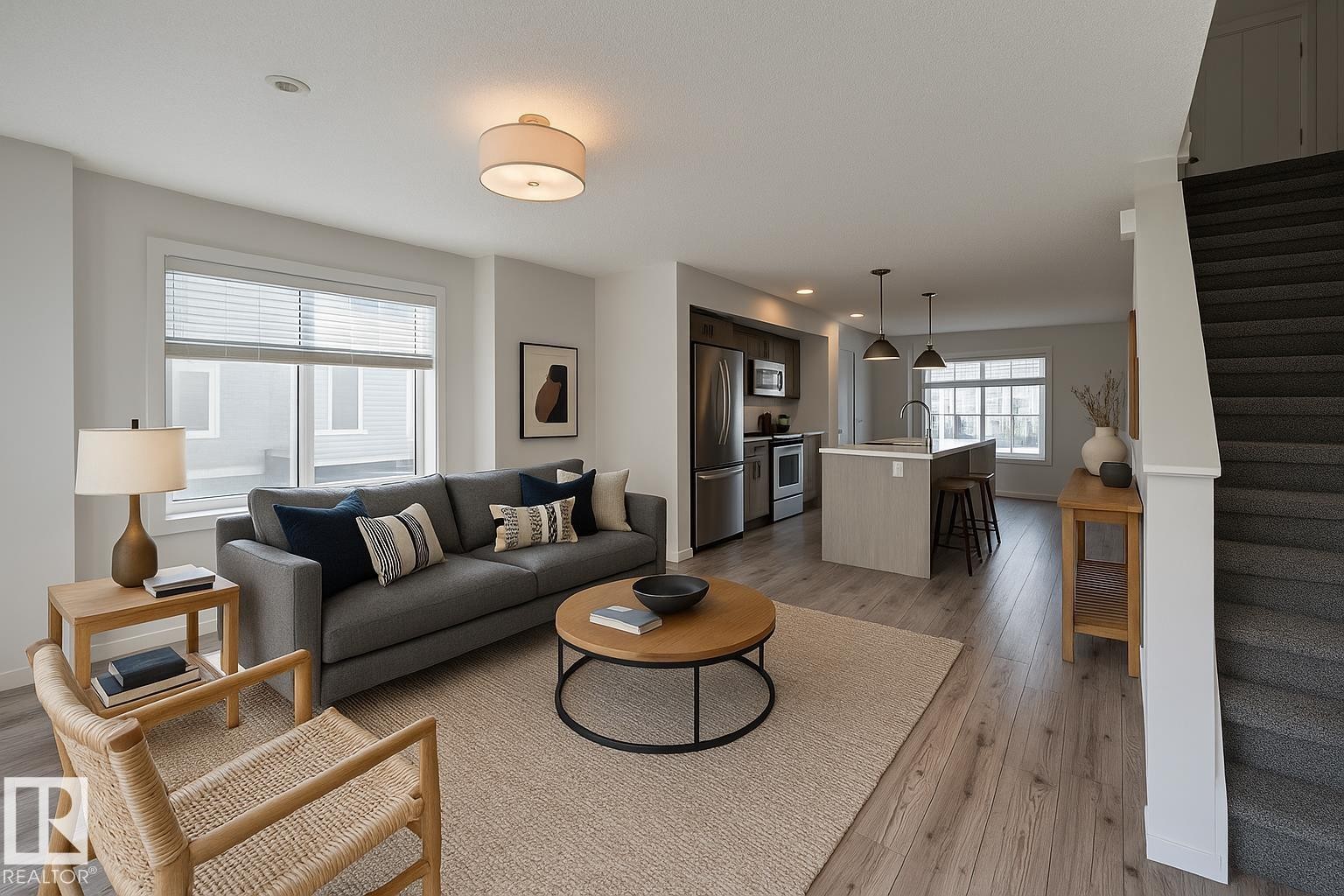 Virtually staged - 26 2215 24 Street, Edmonton, AB - Indoor Photo Showing Living Room