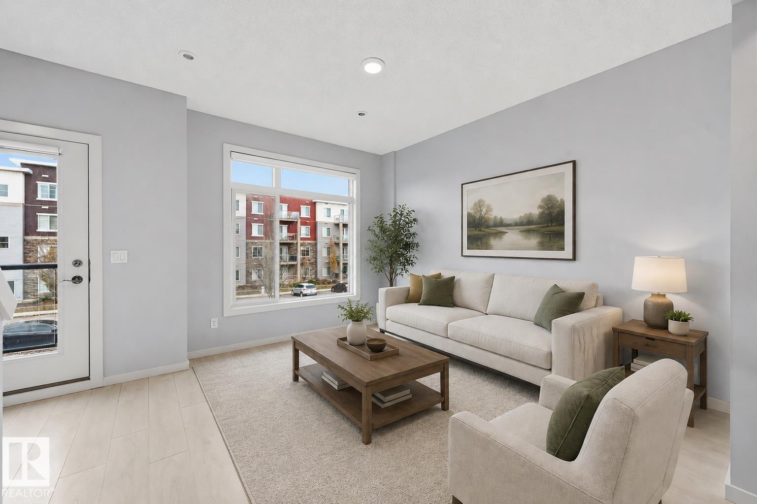 Virtually staged - 16 804 Welsh Drive, Edmonton, AB - Indoor Photo Showing Living Room