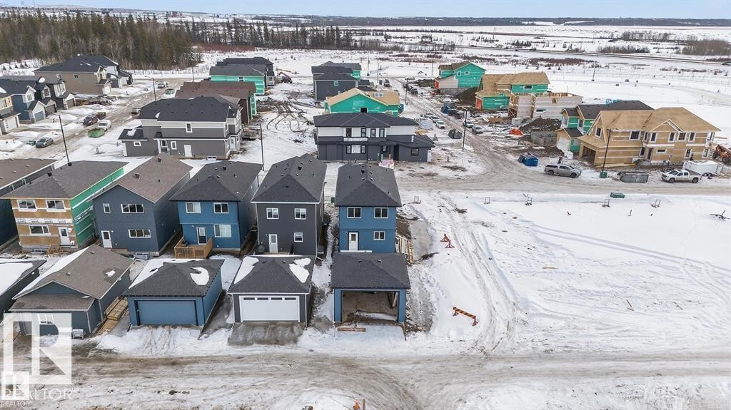 Snowy aerial view with a residential view - 45 Rosa Crescent, St. Albert, AB - Outdoor