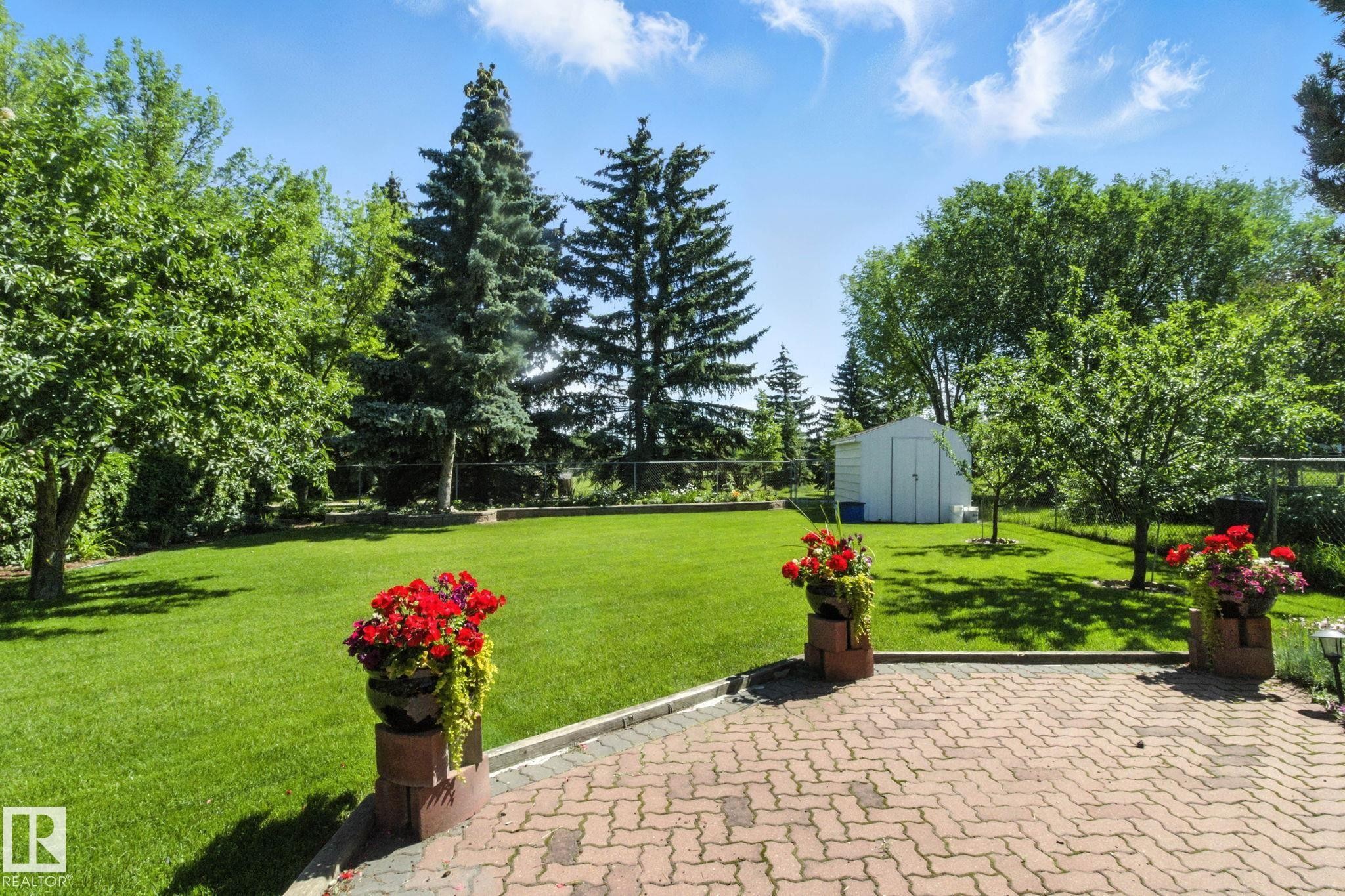 Fenced backyard with a storage shed - 39 Grand Meadow Crescent, Edmonton, AB - Outdoor