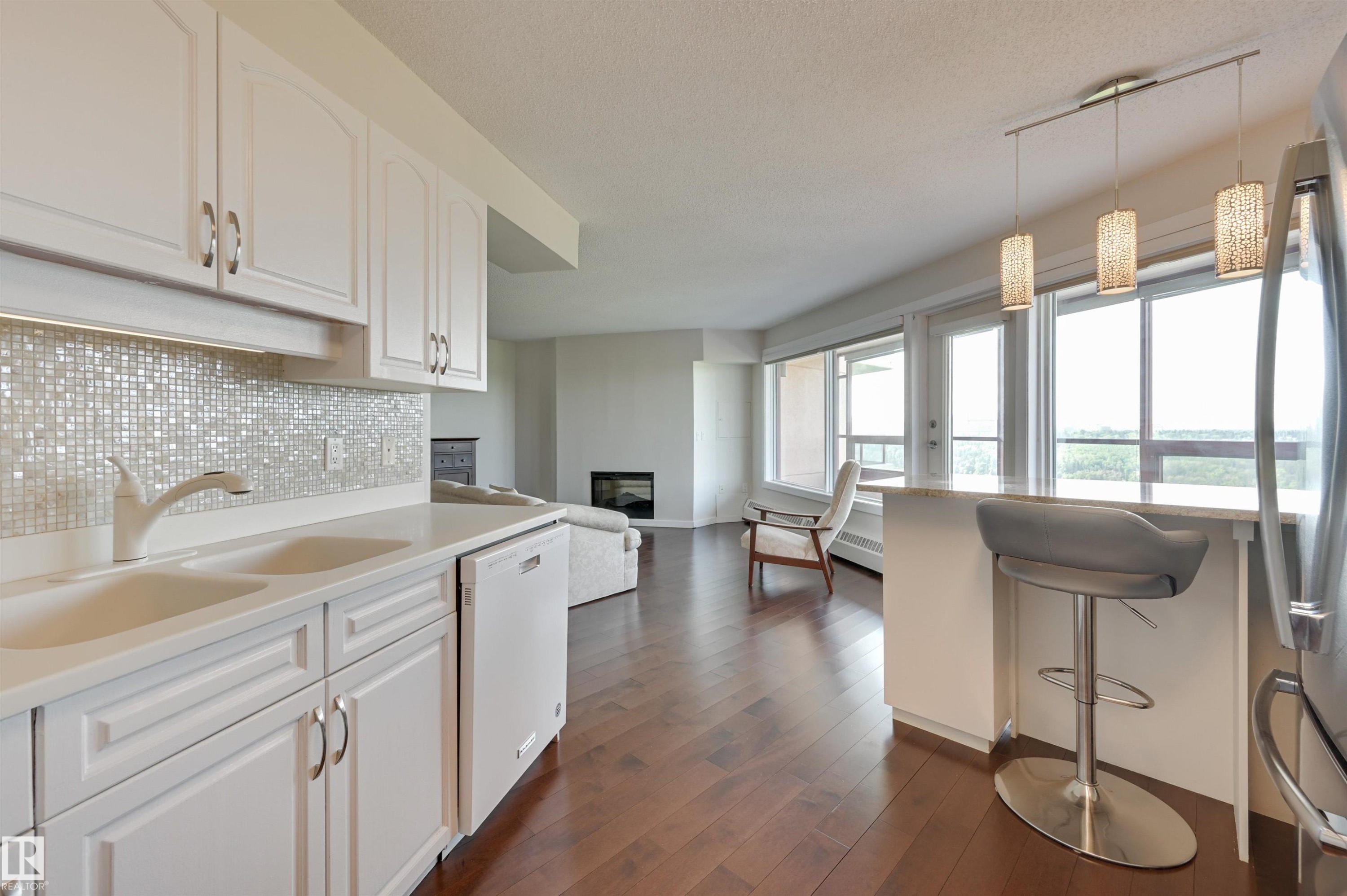 1003 12319 Jasper Avenue, Edmonton, AB - Indoor Photo Showing Kitchen With Double Sink