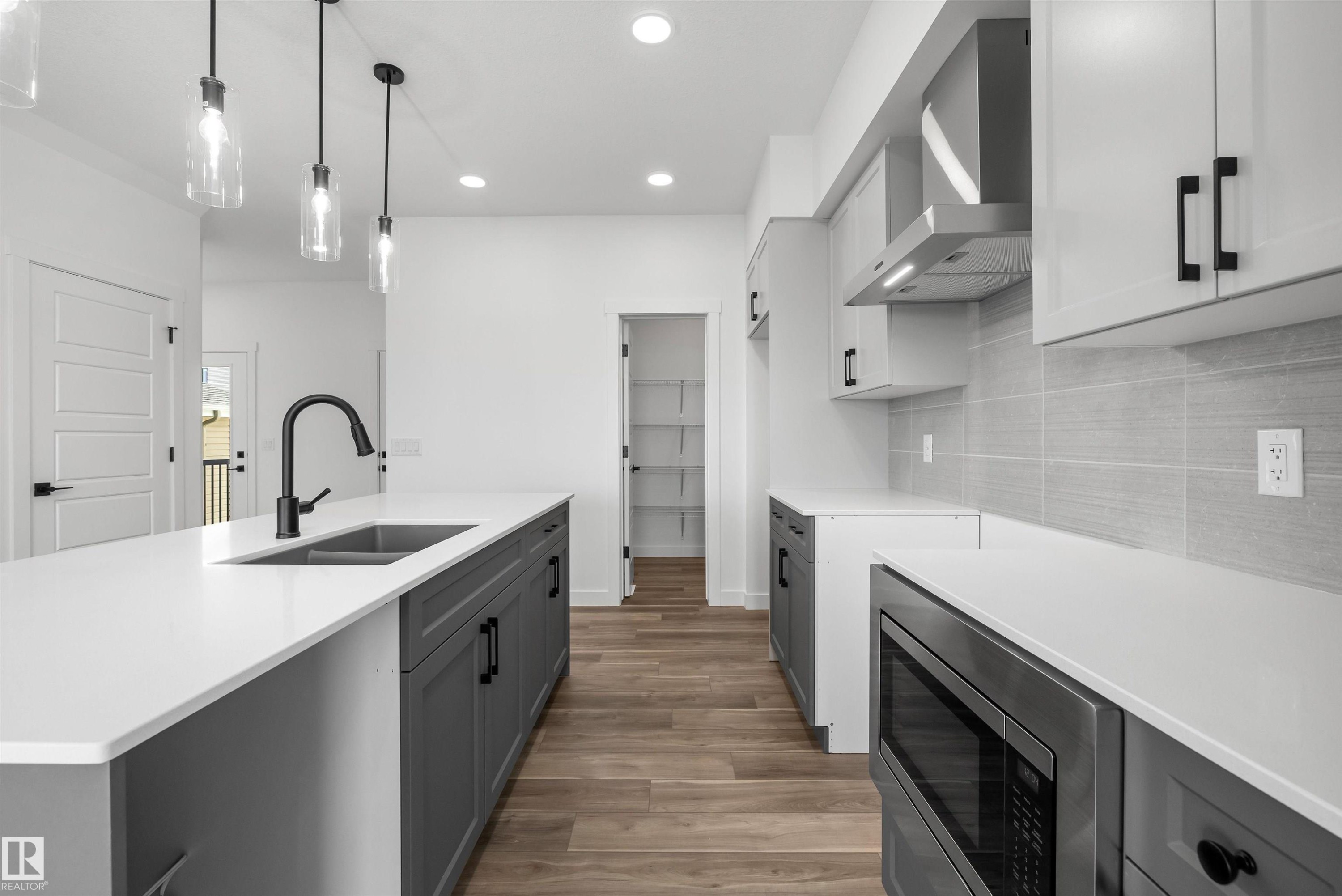19111 20 Avenue, Edmonton, AB - Indoor Photo Showing Kitchen With Double Sink With Upgraded Kitchen