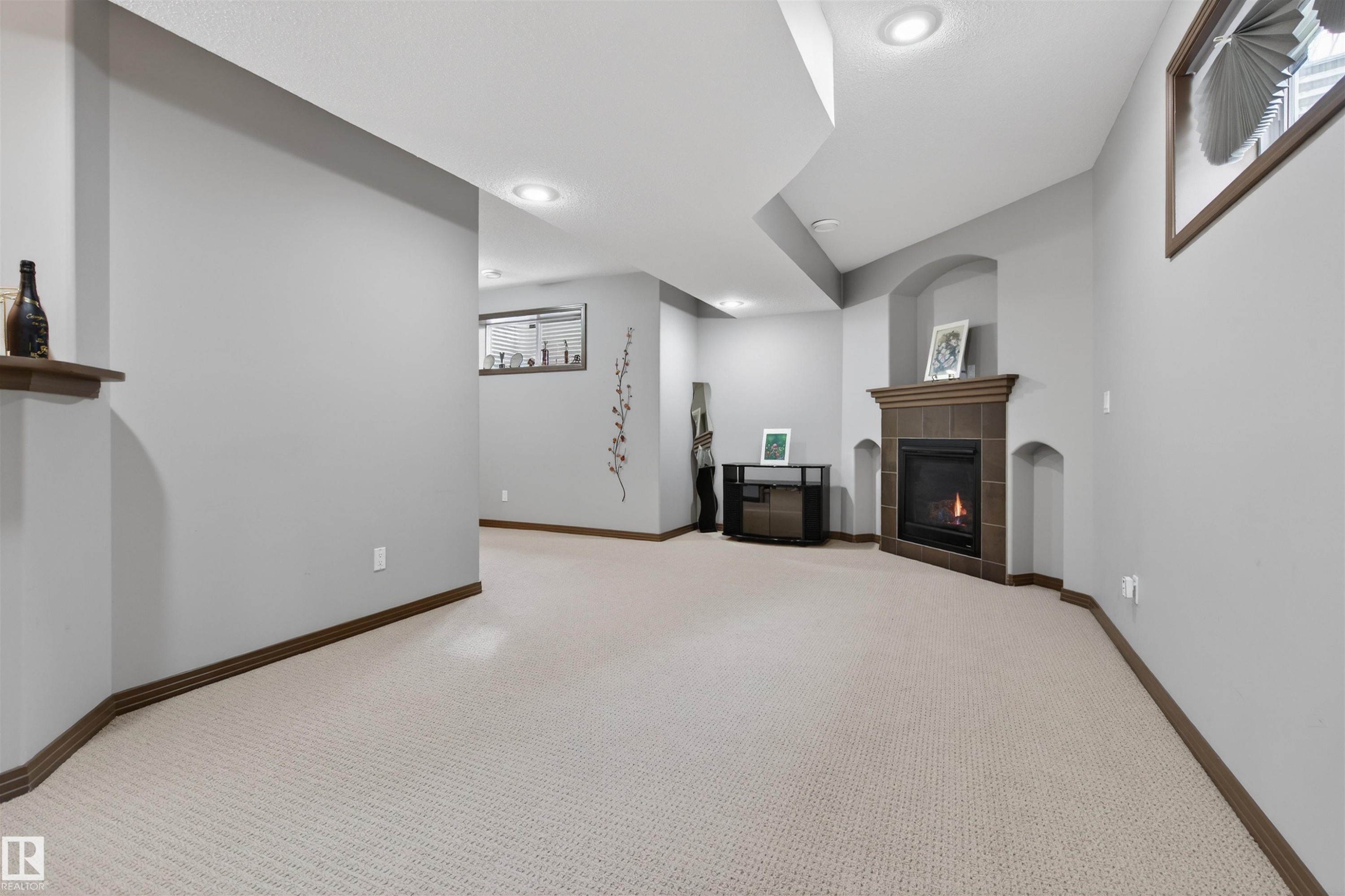 1213 Cunningham Drive, Edmonton, AB - Indoor Photo Showing Other Room With Fireplace