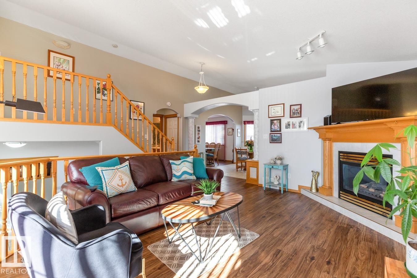 6704 164 Avenue, Edmonton, AB - Indoor Photo Showing Living Room With Fireplace