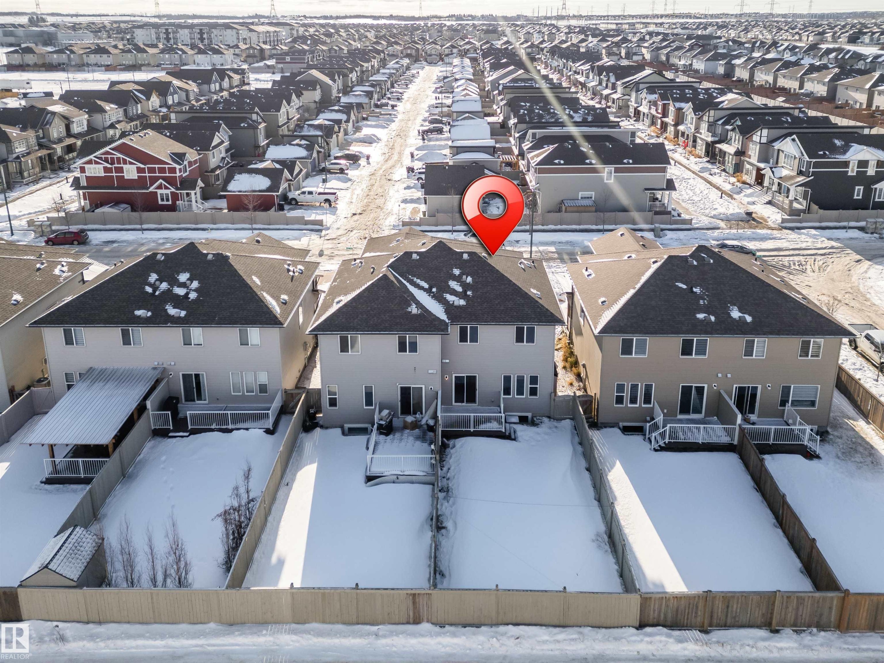 Snowy aerial view with a residential view - 2526 19A Avenue Nw, Edmonton, AB - Outdoor