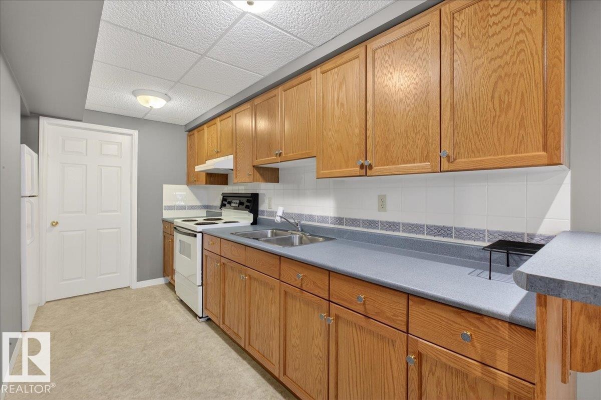 17715 57 Avenue, Edmonton, AB - Indoor Photo Showing Kitchen With Double Sink