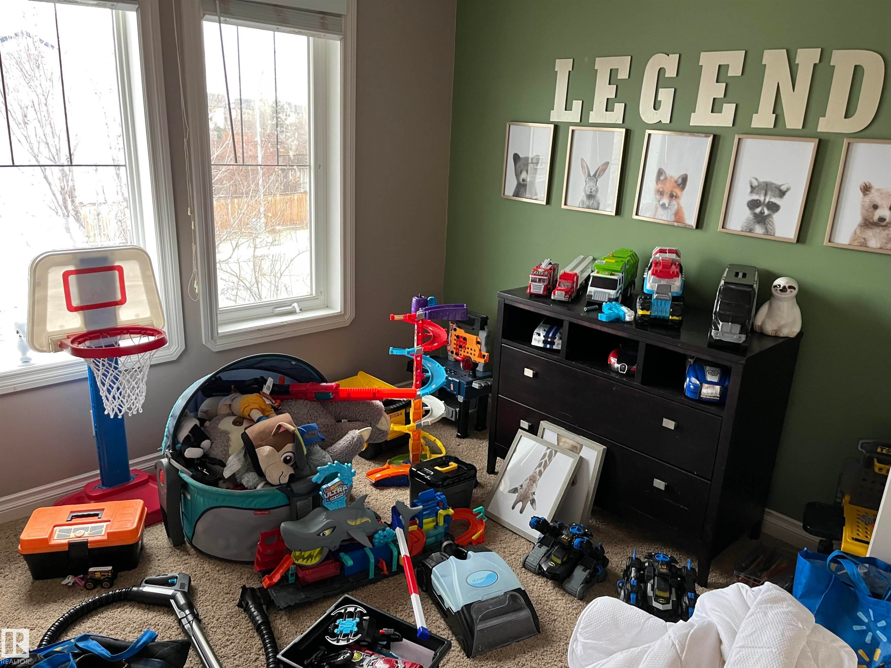 This room features two windows and a wall painted in a green hue - 21917 95A Avenue, Edmonton, AB - Indoor